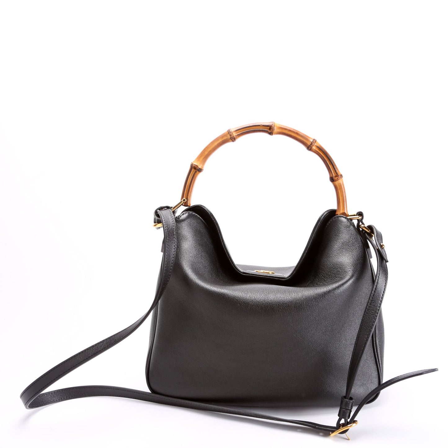 Gucci 746124 Diana Bamboo Shoulder Medium Black Bag