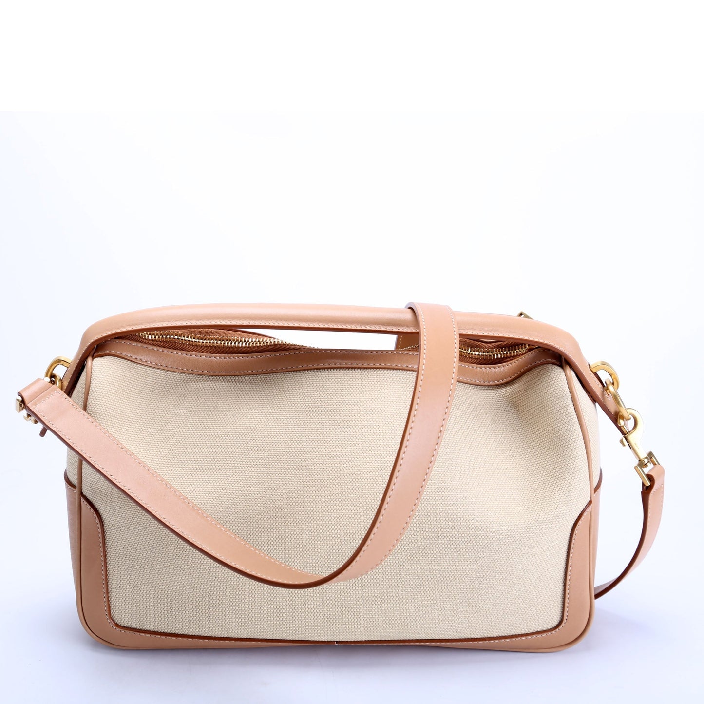 Saint Laurent 786156 Canvas/Leather Camera Top Handle Beige/Tan Bag