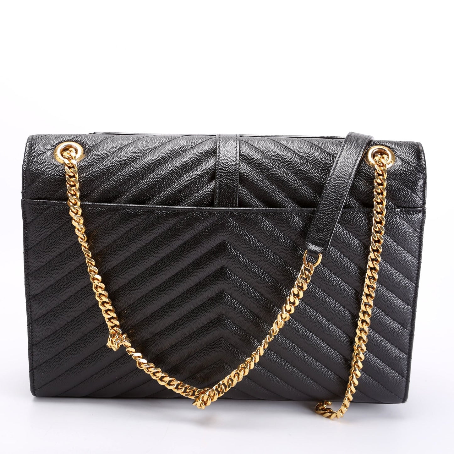 Saint Laurent 396910 Envelope Chevron Large Black Bag
