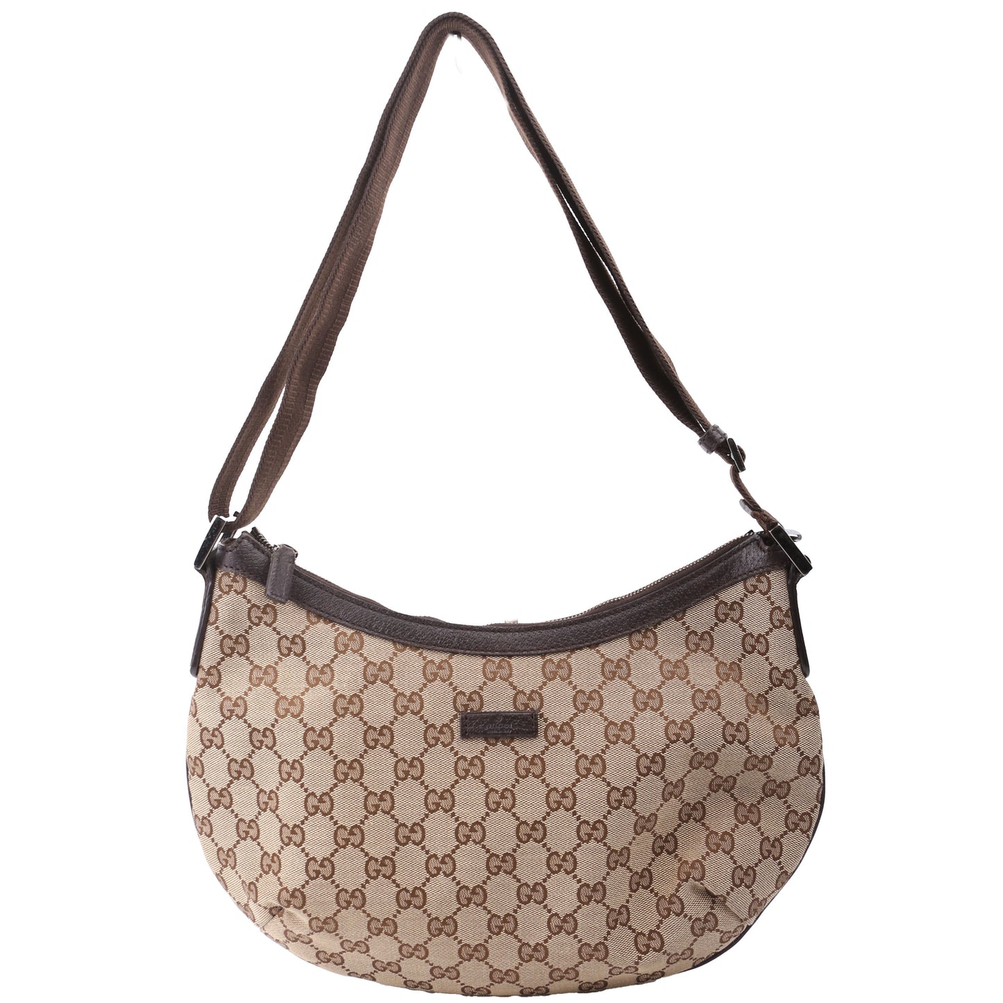Gucci 181092 GG Canvas Half Moon Hobo Bag