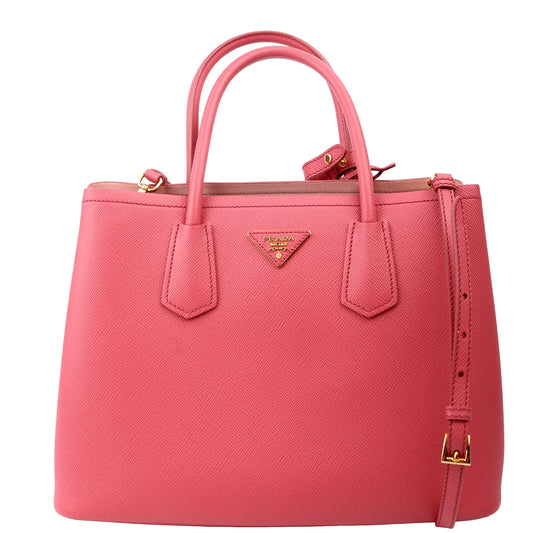 Prada Saffiano Cuir Double Medium Pink Bag