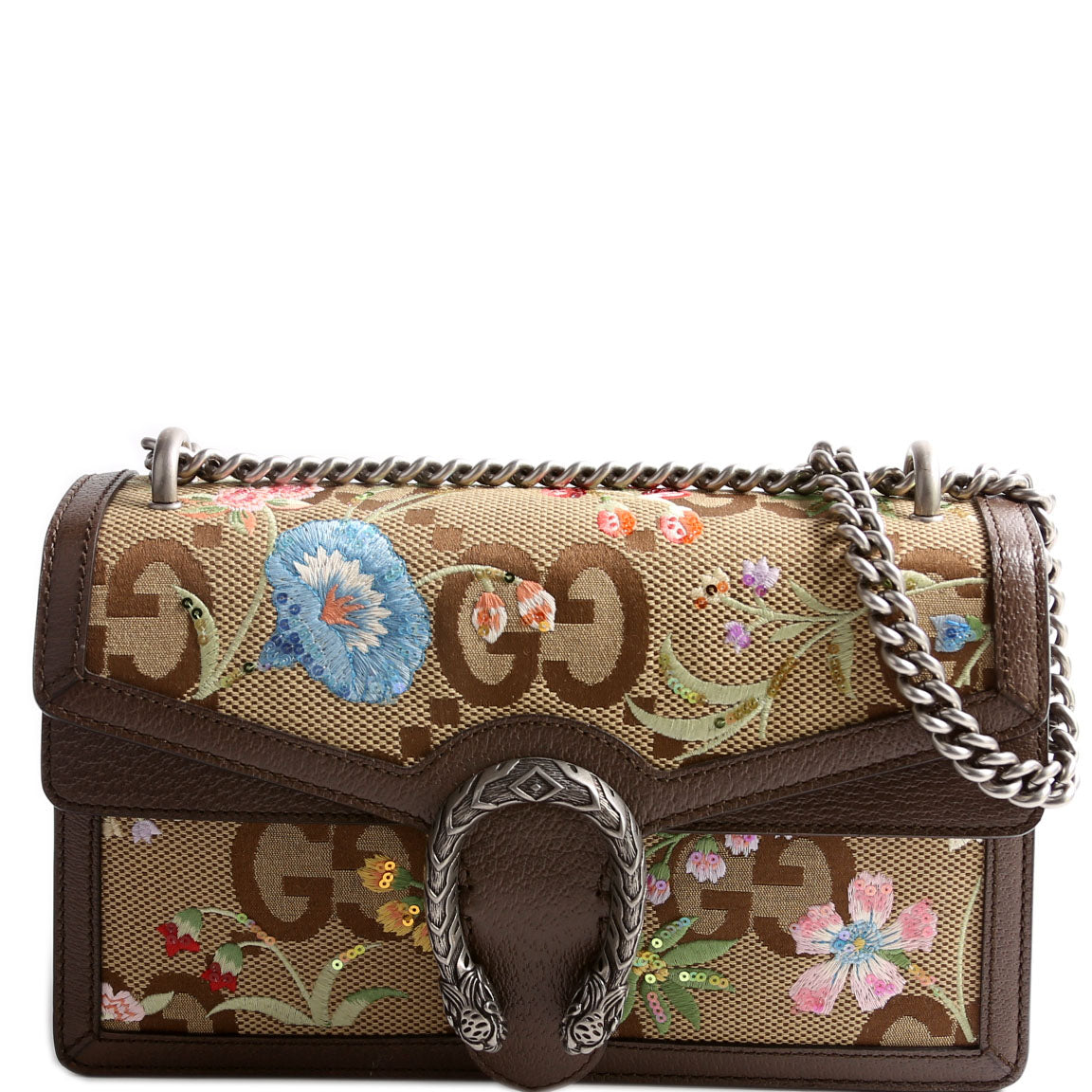 Gucci 400249 Dionysus Jumbo GG Canvas Flower Embossed Shoulder Small Bag