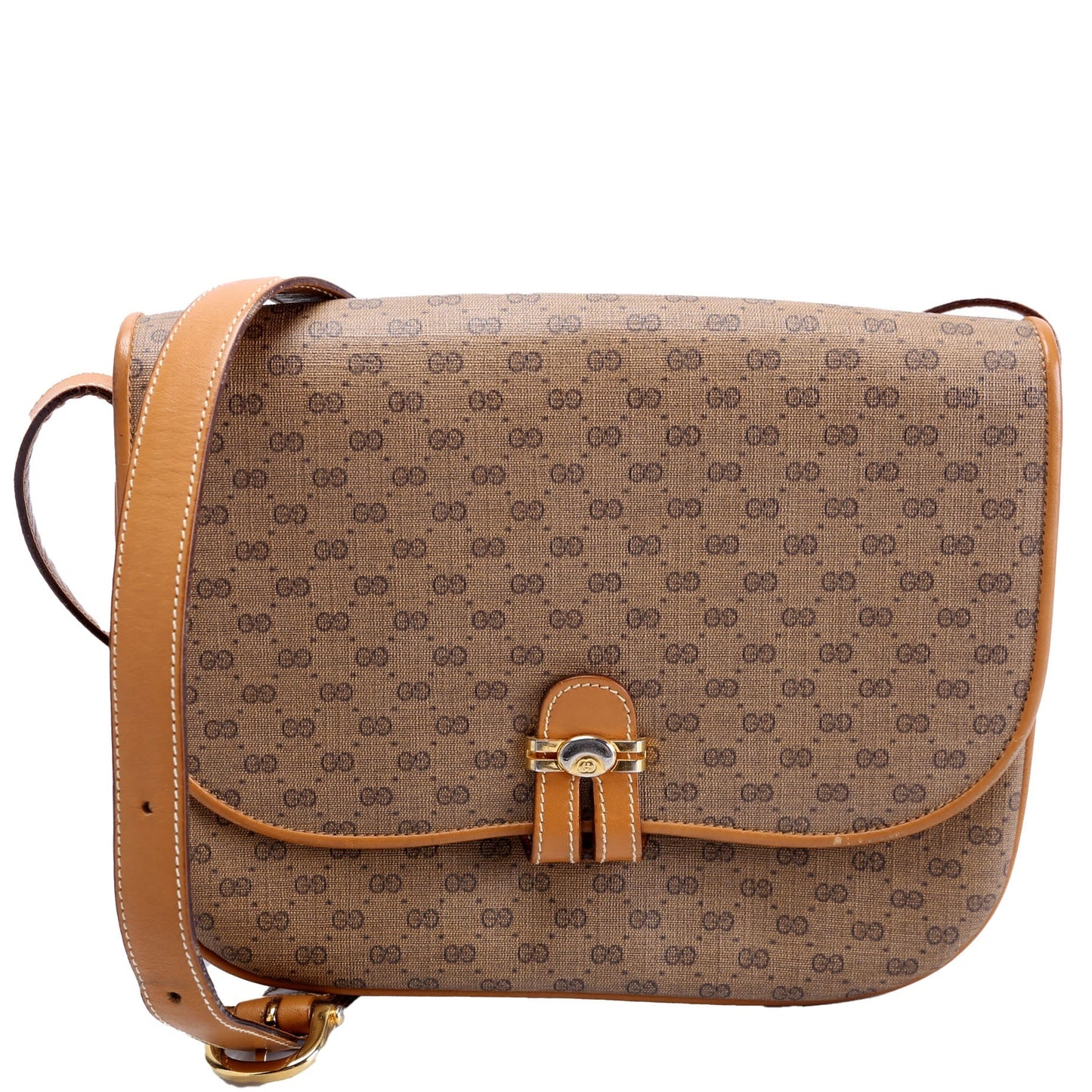 Gucci 001.406.1780 GG Micro Canvas Shoulder Vintage Brown Bag
