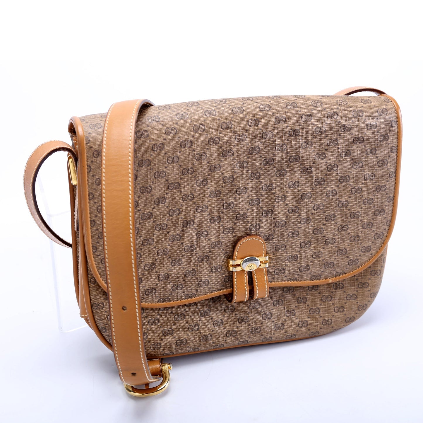 Gucci 001.406.1780 GG Micro Canvas Shoulder Vintage Brown Bag