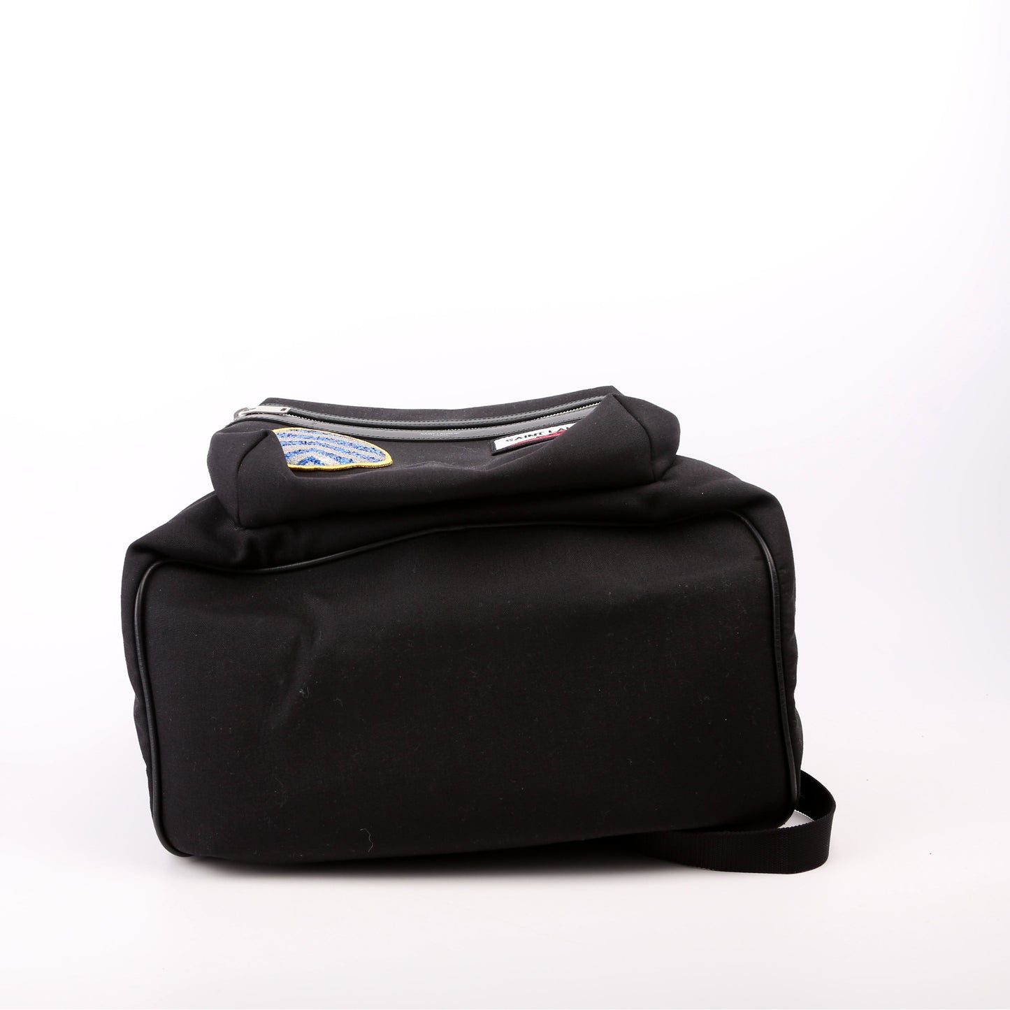 Saint Laurent Multi Patch Hunting Backpack Canvas Black Bag