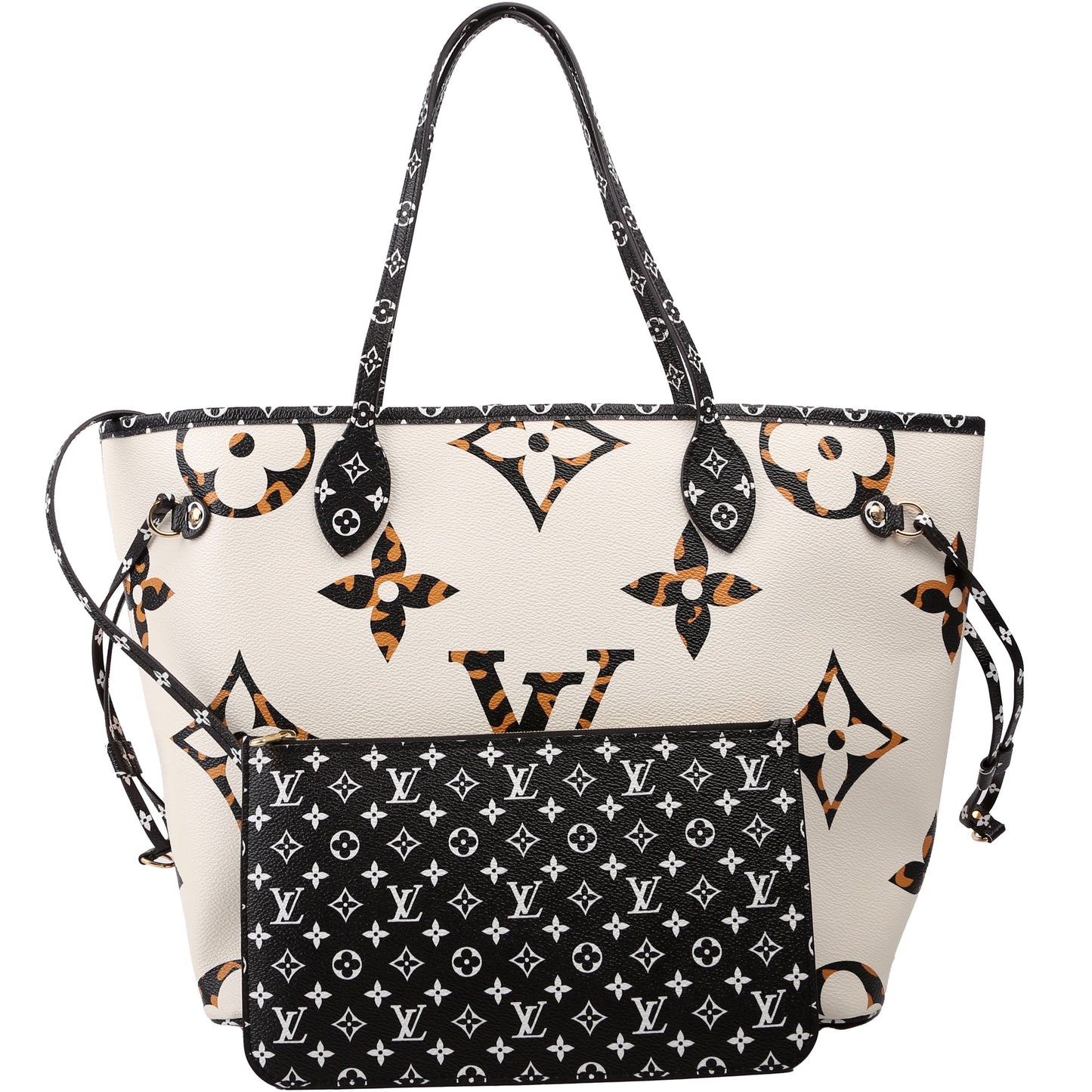 Louis Vuitton Neverfull With Wallet MM Jungle Black/Orange