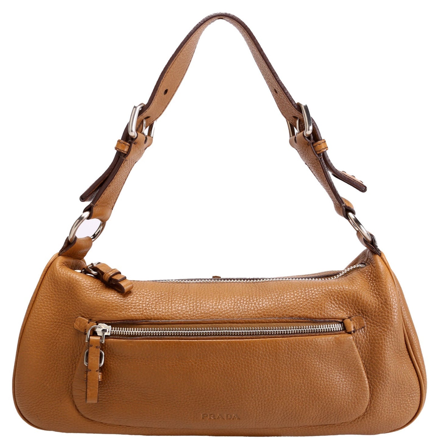 Prada Vitello Daino Small Hobo Vintage Brown Bag