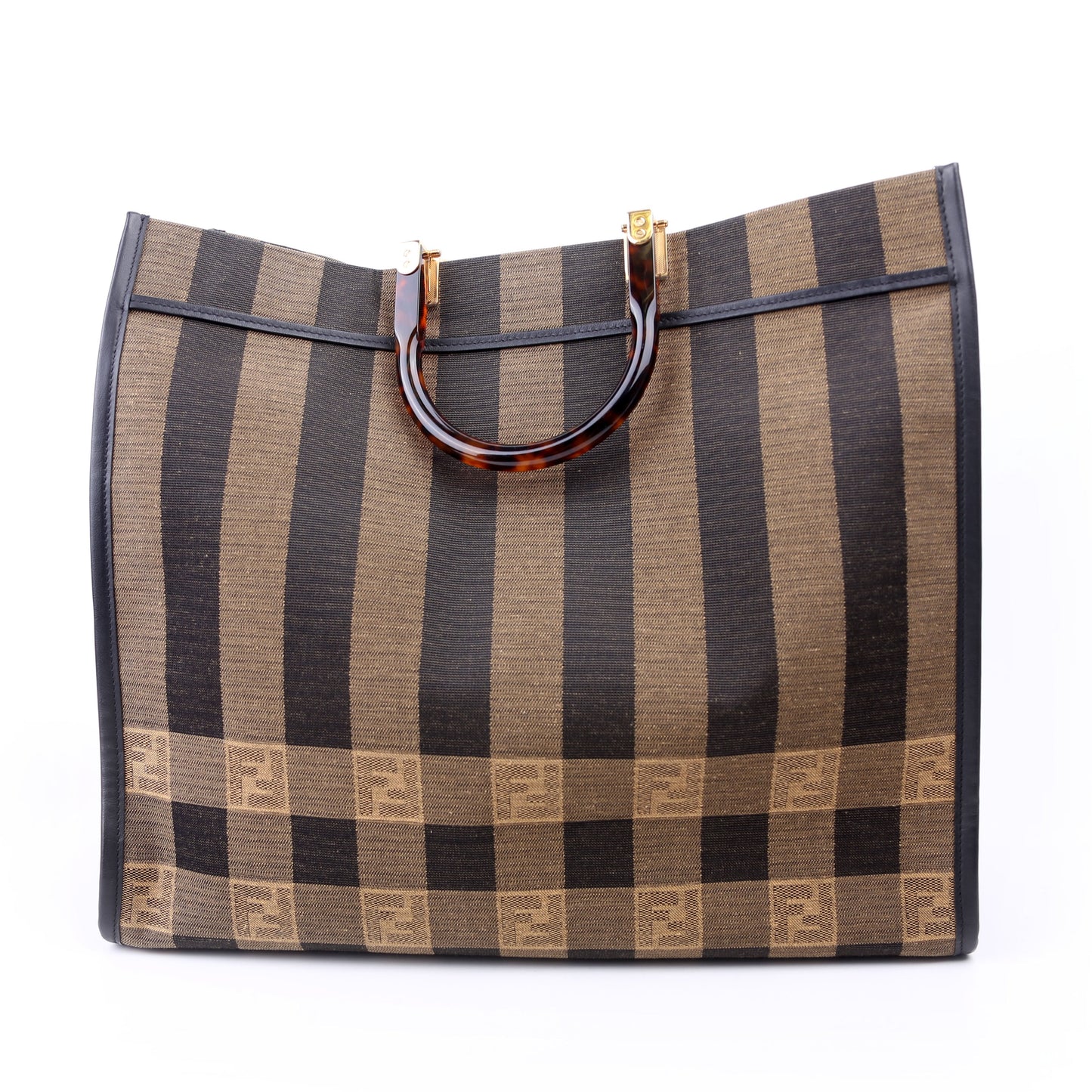 Fendi 8BH372 Sunshine Shopper Pequin Canvas Bag