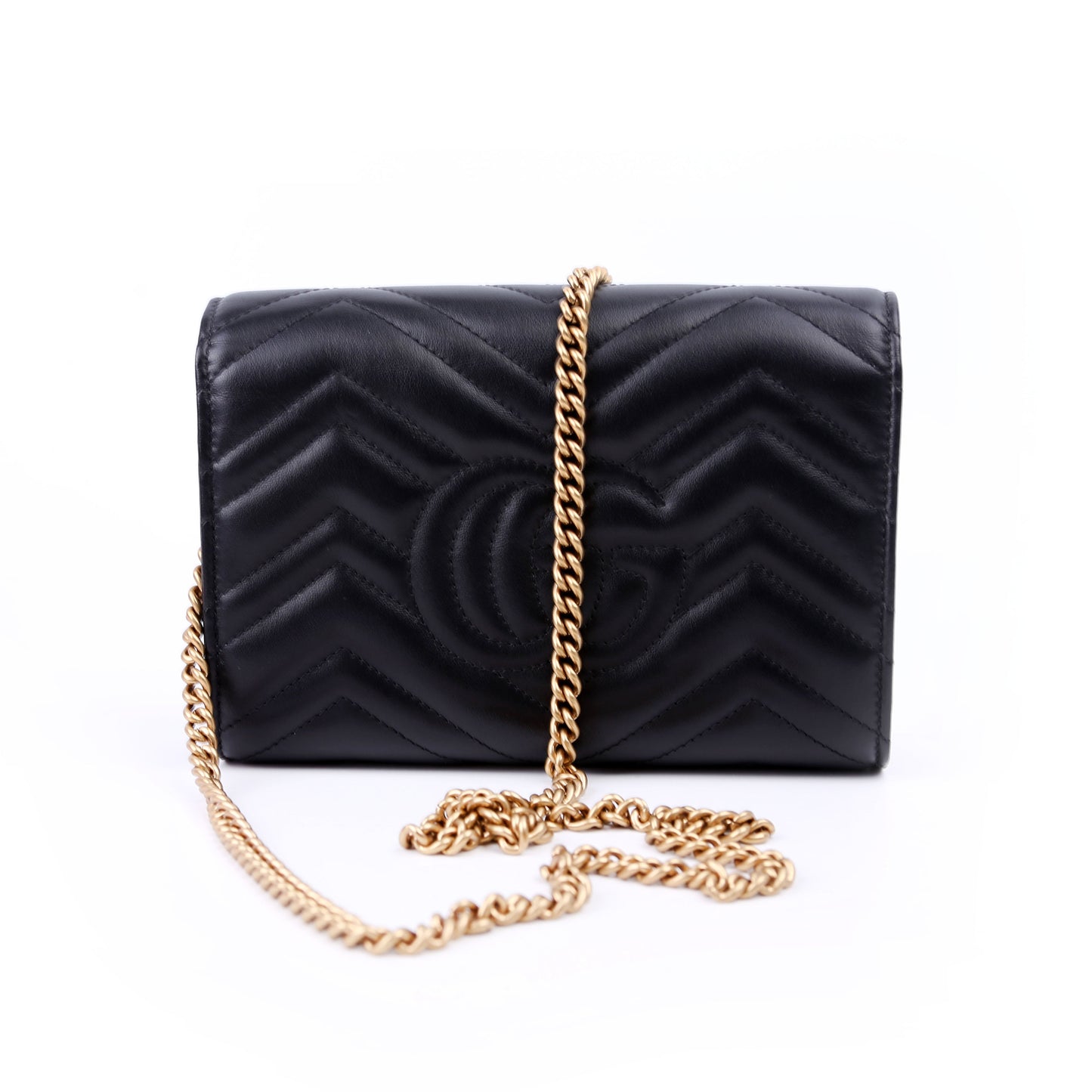 Gucci 474575 Marmont Chain Wallet Black Bag