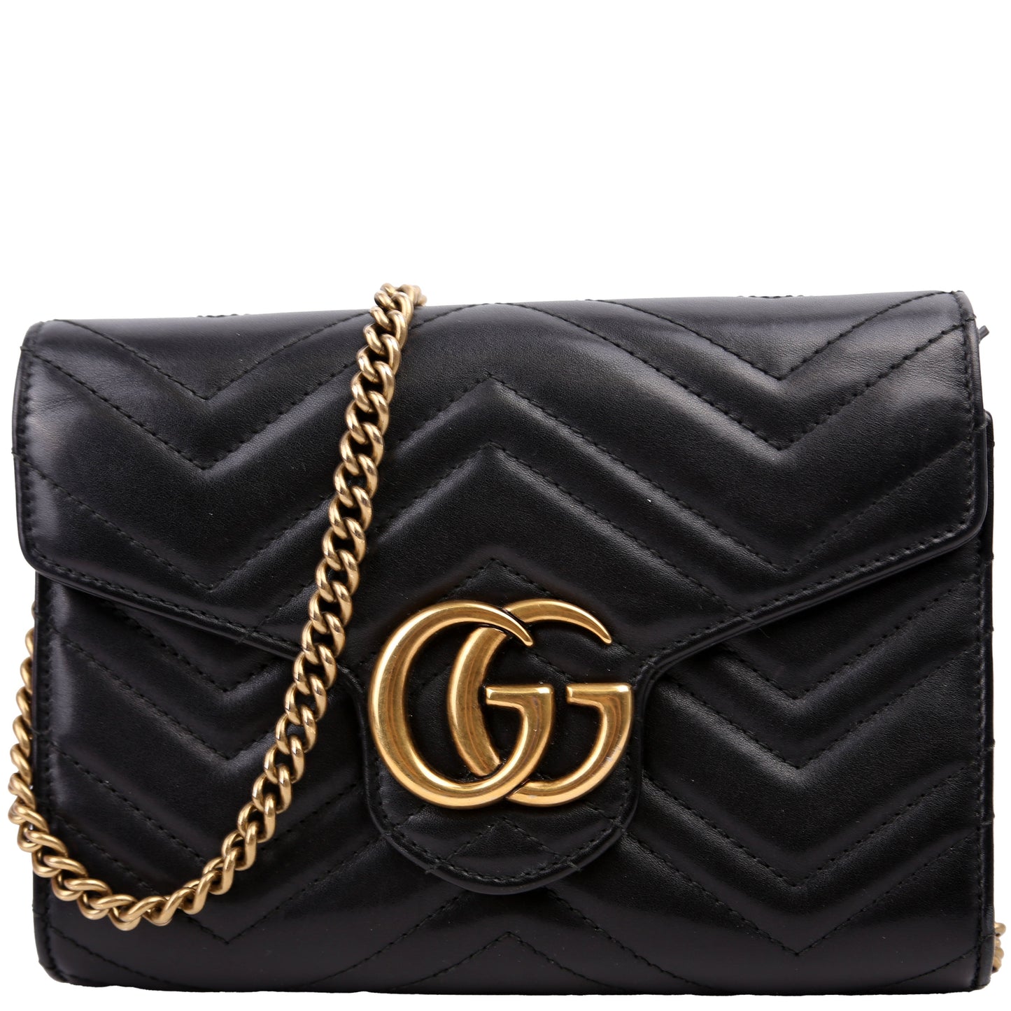 Gucci 474575 Marmont Chain Wallet Black Bag