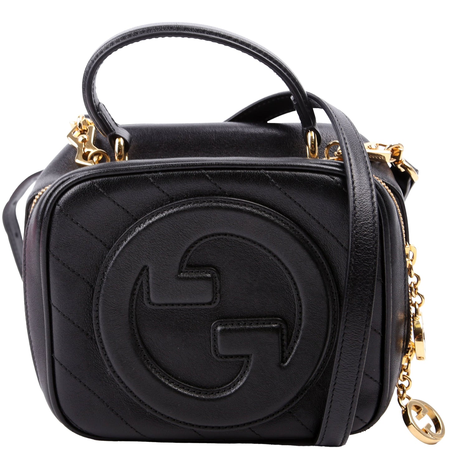 Gucci 744434 Blondie Leather Top Handle Black Bag