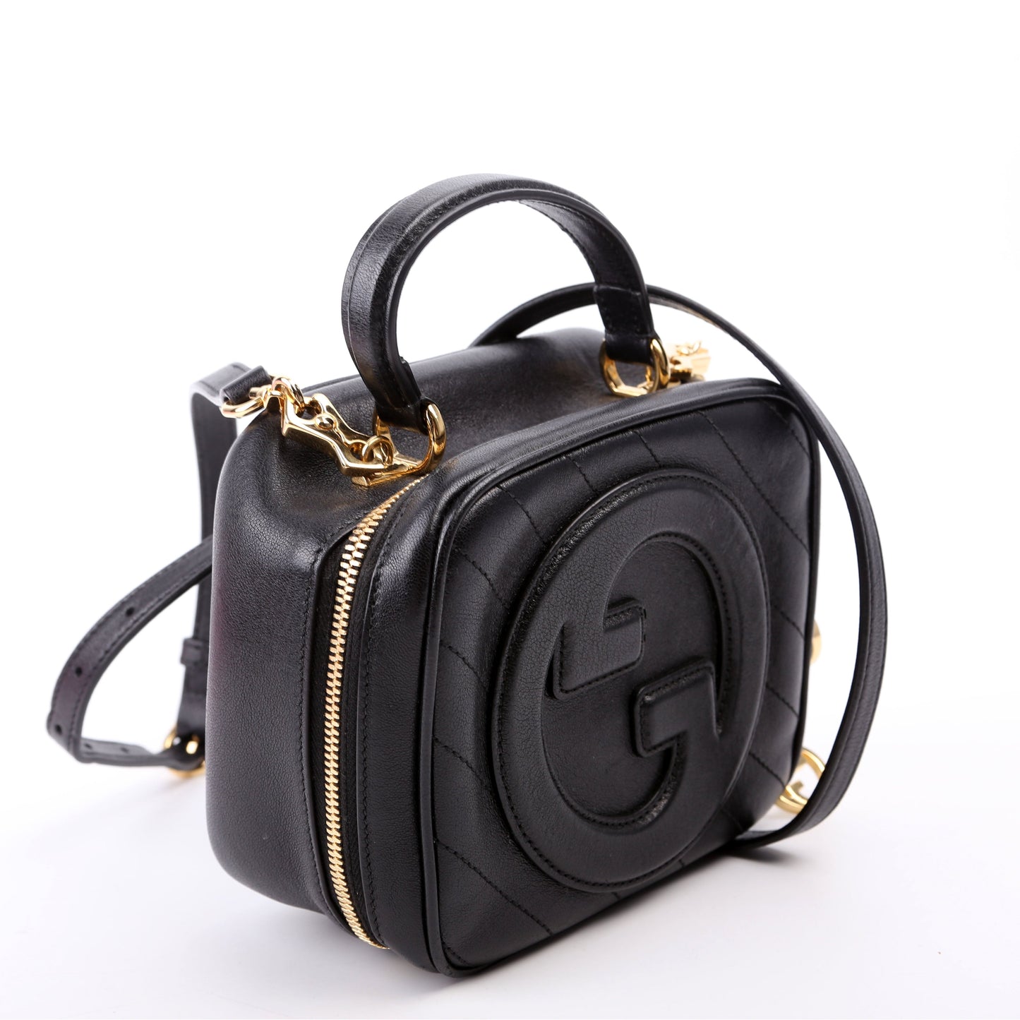 Gucci 744434 Blondie Leather Top Handle Black Bag