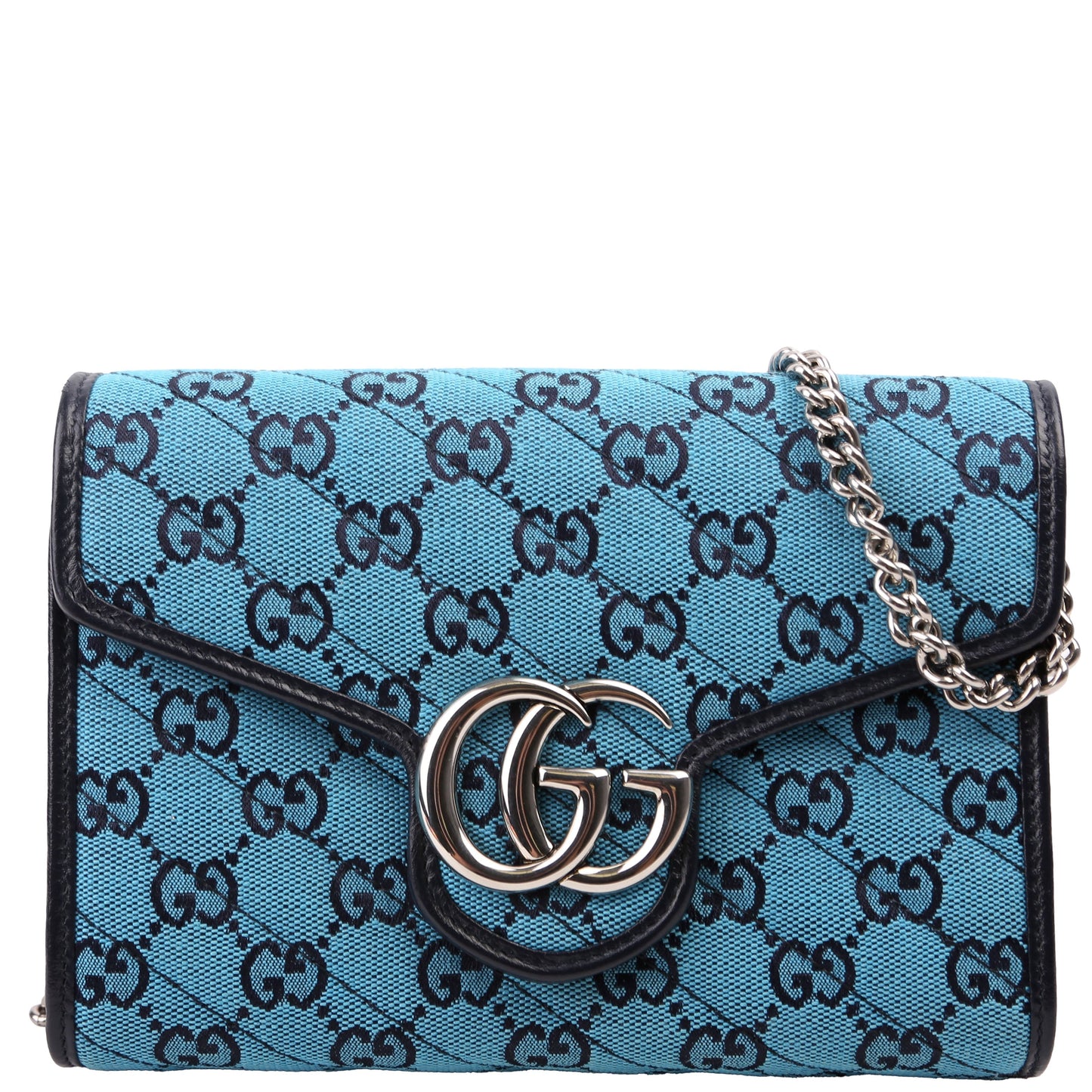 Gucci 474575 Marmont Chain Wallet Blue Bag