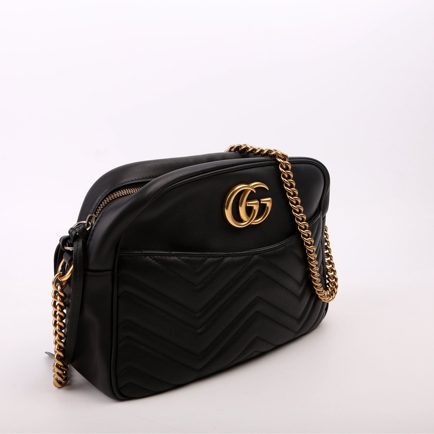 Gucci 443499 GG Marmont Medium Chain Black Bag