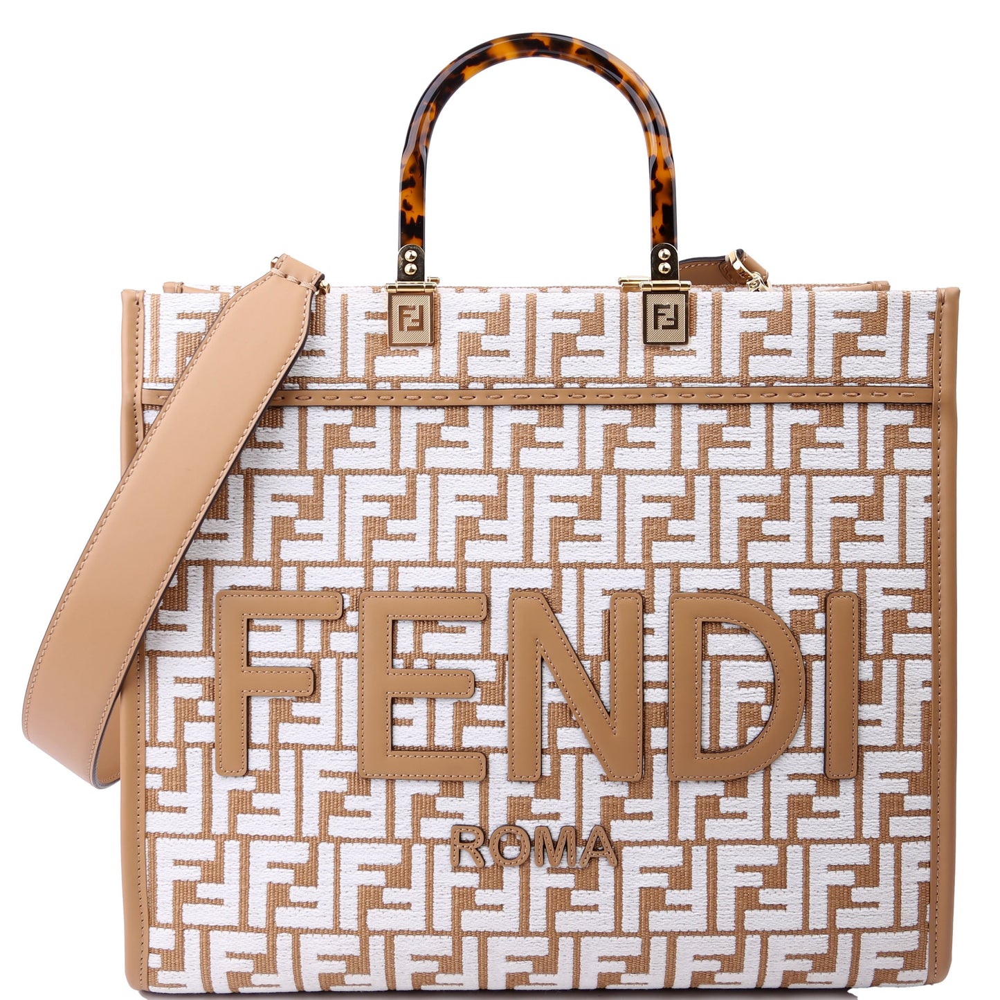 Fendi 8BH386 Sunshine Shopper Medium Raffia Bag