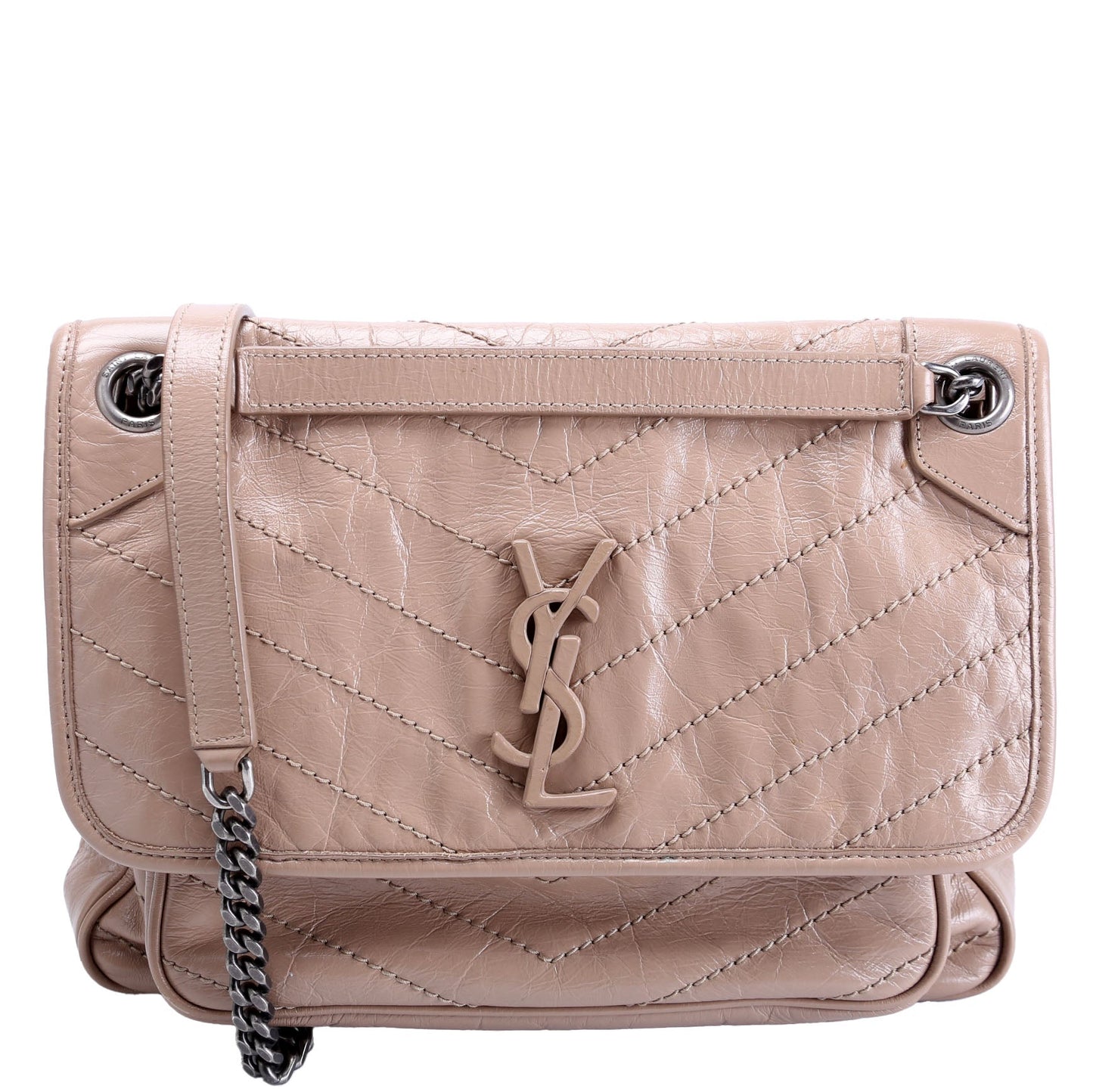 Saint Laurent Niki Medium Crinkle Leather 633158 Tan Bag