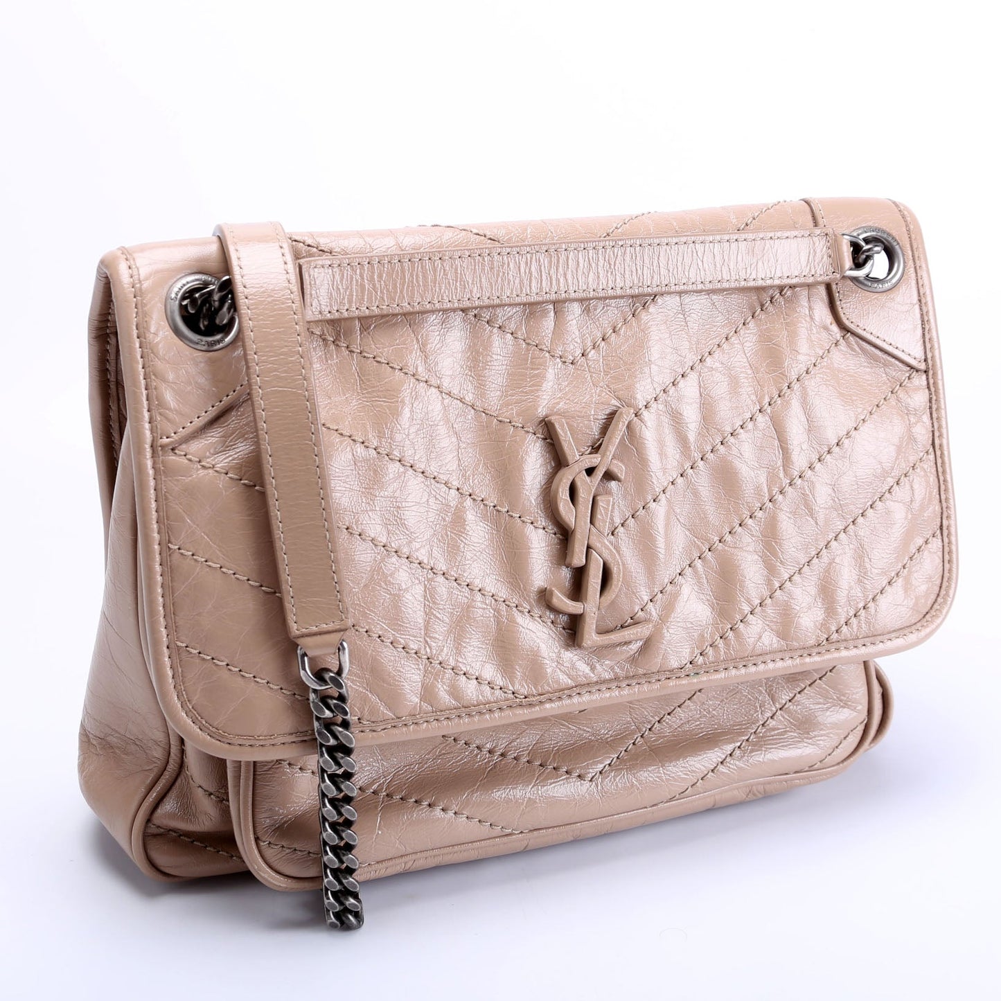 Saint Laurent Niki Medium Crinkle Leather 633158 Tan Bag