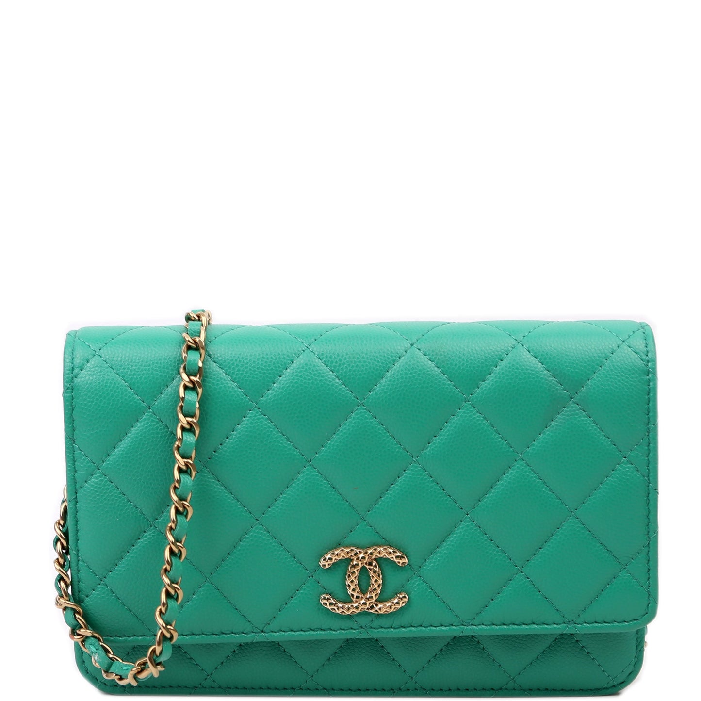 Chanel WOC Classic Quilted Caviar RFID Green Bag