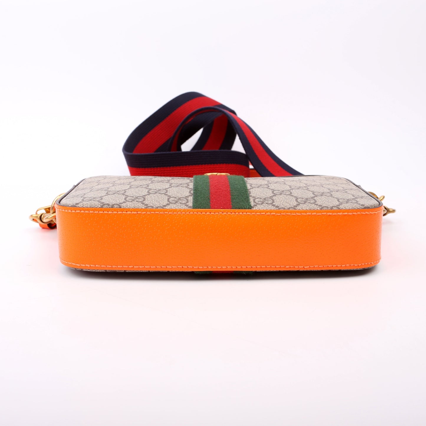 Gucci 699439 GG Supreme Ophidia Small Wristlet Crossbody Orange Bag