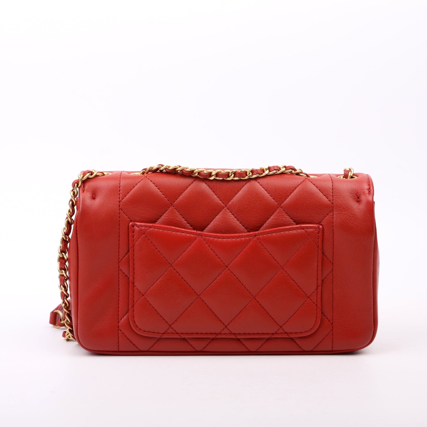 Chanel Vintage Flap Medium Lambskin 20M Red Bag