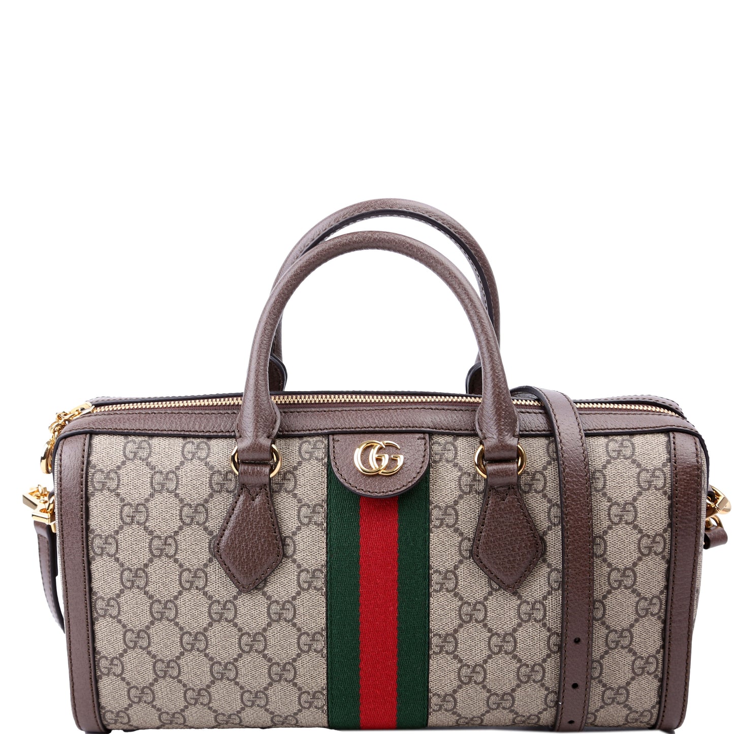 Gucci 524532 GG Supreme Ophidia Boston Medium Brown Bag
