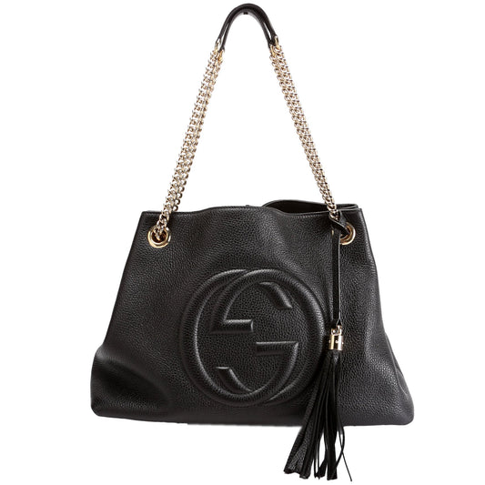 Gucci 536196 Soho Chain Tote Newer Black Bag