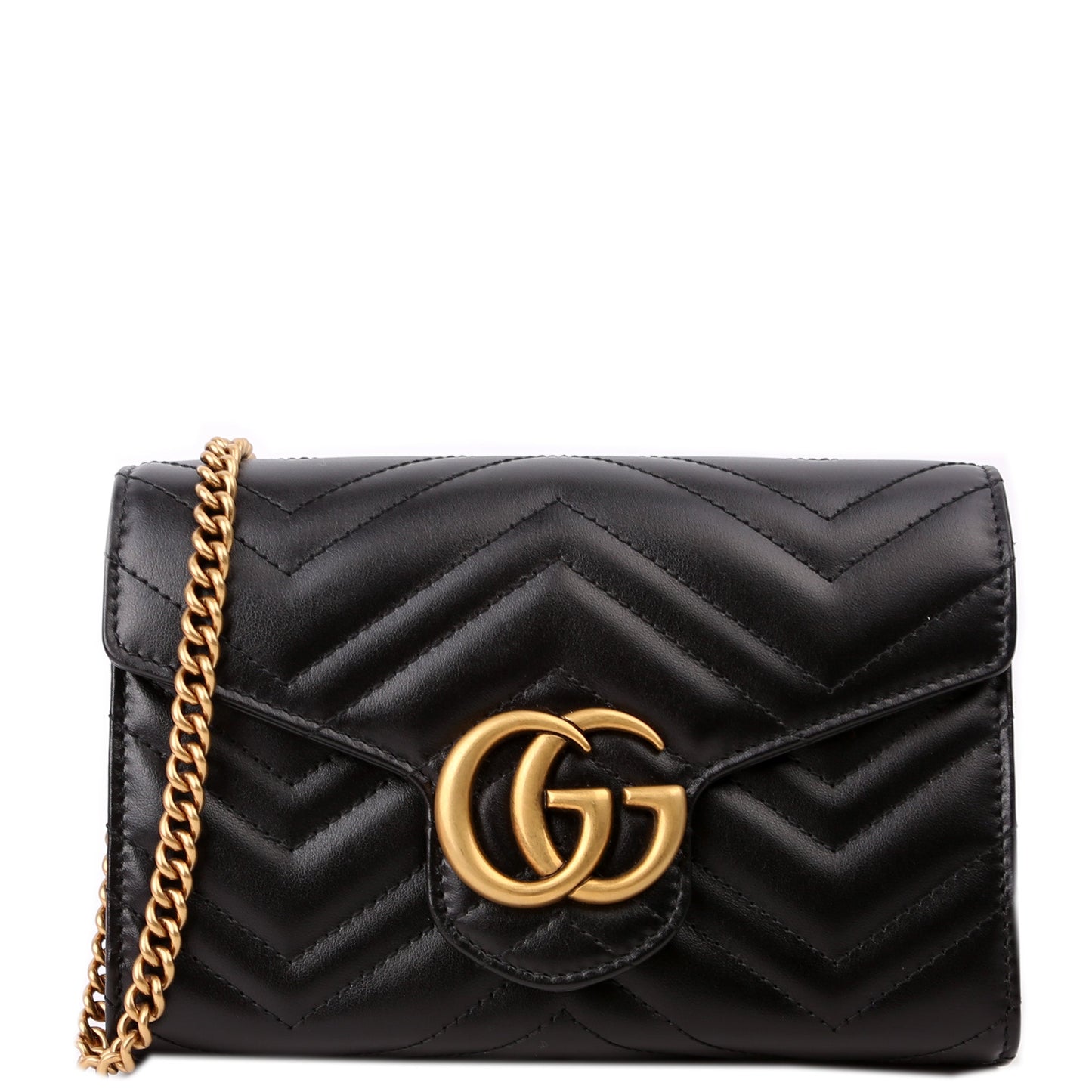Gucci 474575 Marmont Chain Wallet Black Bag
