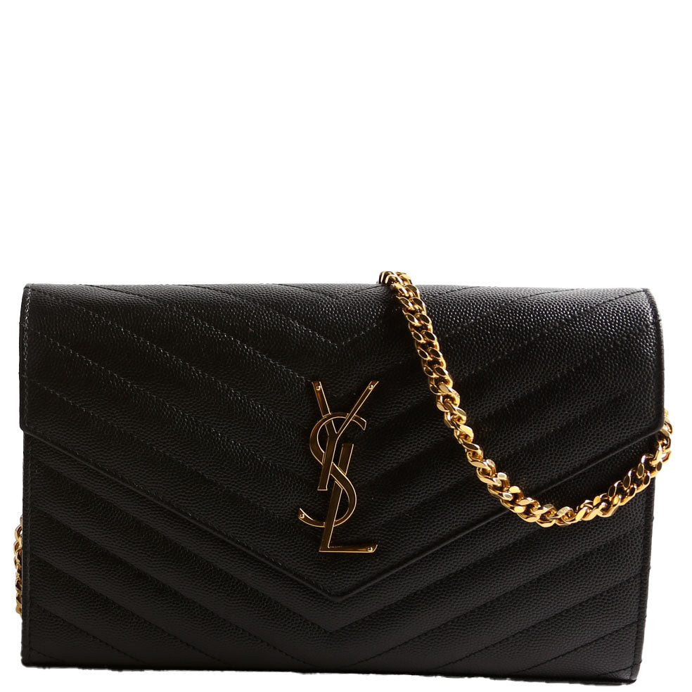 Saint Laurent Grain De Chain Wallet 377828 Black Bag