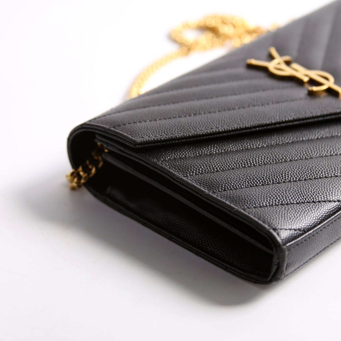Saint Laurent Grain De Chain Wallet 377828 Black Bag