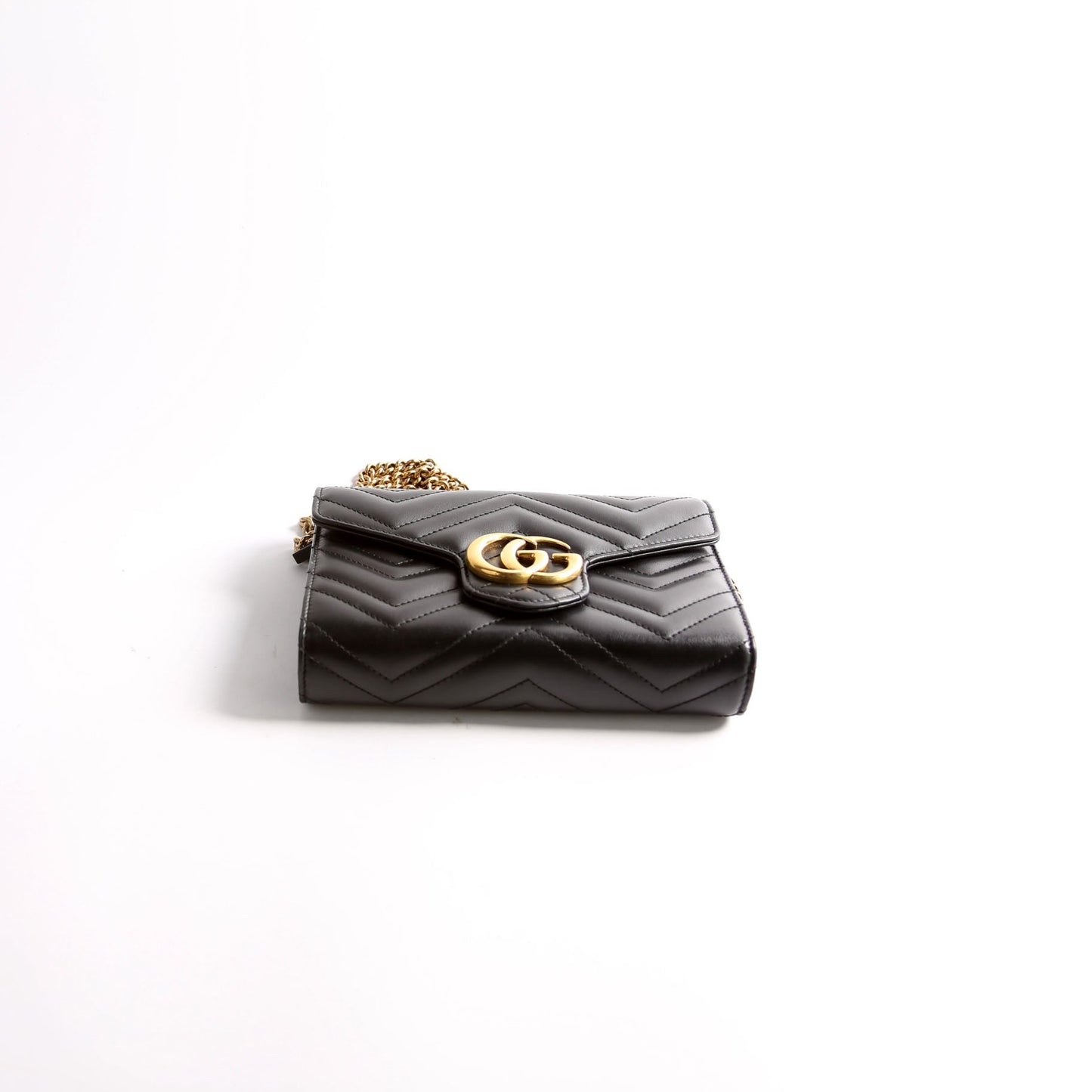 Gucci 474575 Marmont Chain Wallet Black Bag