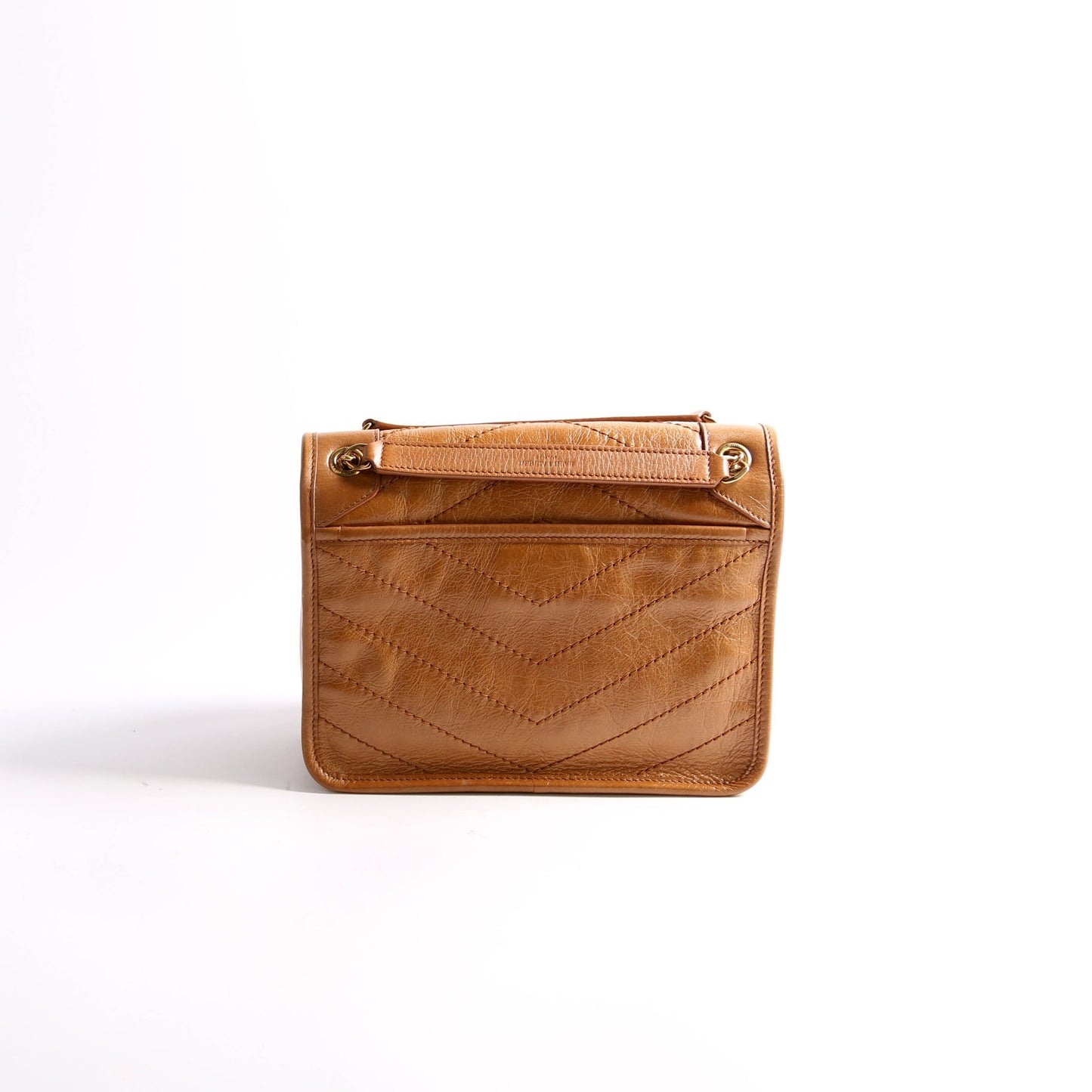 Saint Laurent Niki Baby Crinkled Leather 633160 Brown Bag