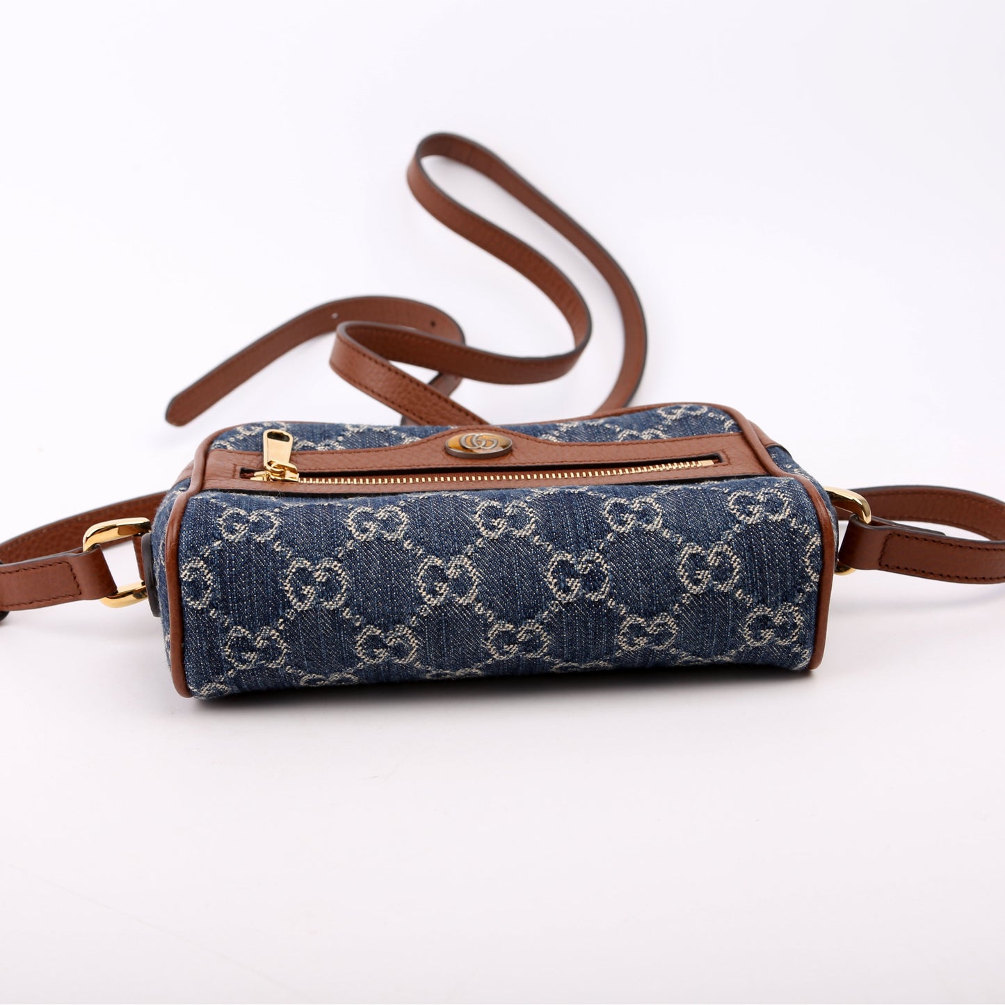 Gucci 517350 GG Denim Mini Ophidia Bag
