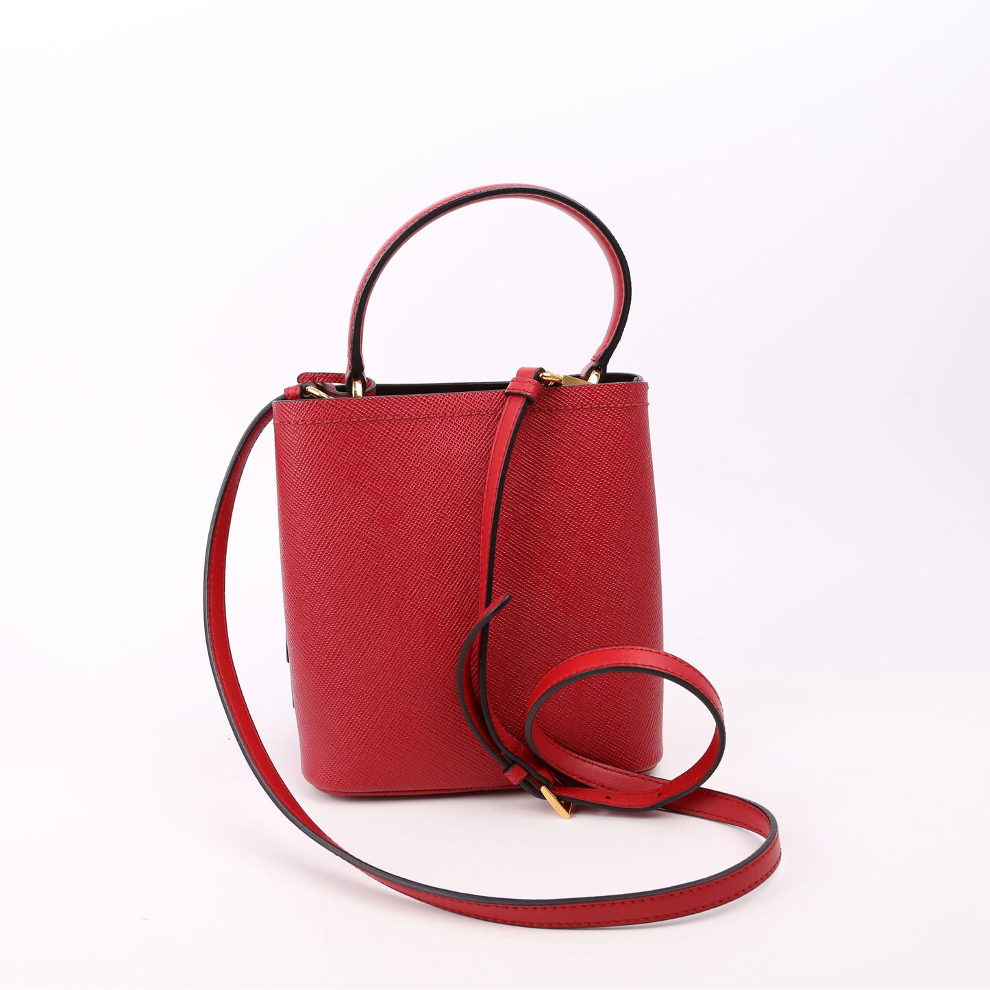 Prada Saffiano Cuir Small Panier Red Bag