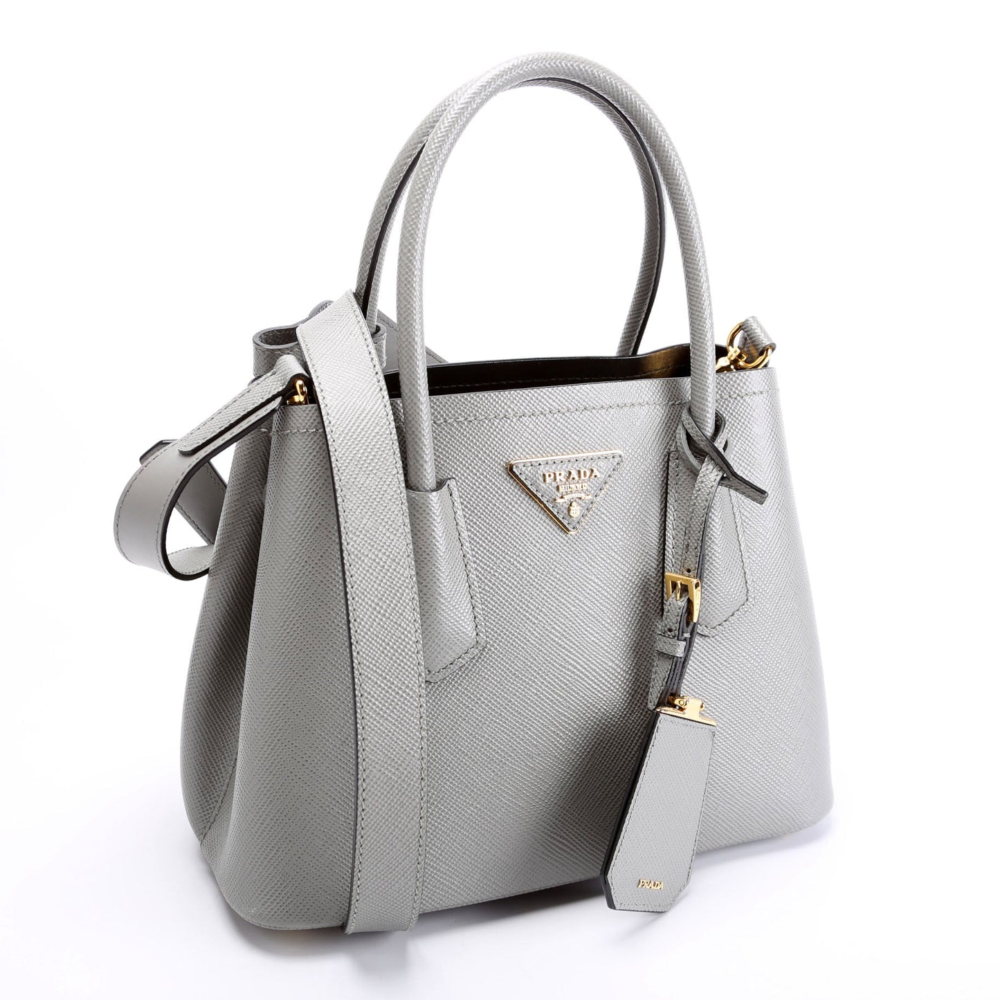 Prada 1BG443 Small Double Saffiano Grey Bag