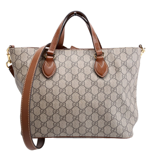 Gucci 473887 GG Supreme Small Tote Brown Bag