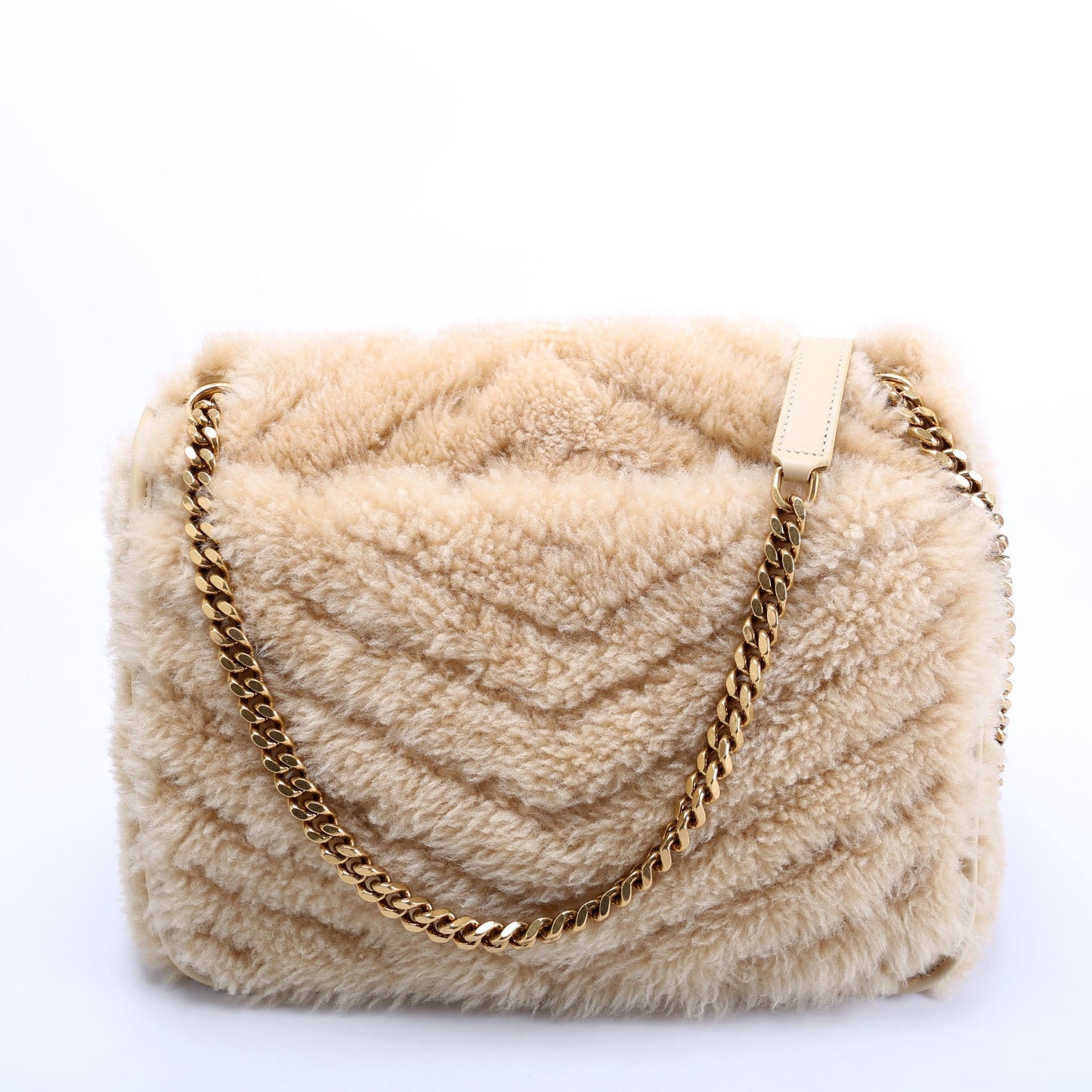 Saint Laurent Niki Medium Shearling 633187 Tan Bag