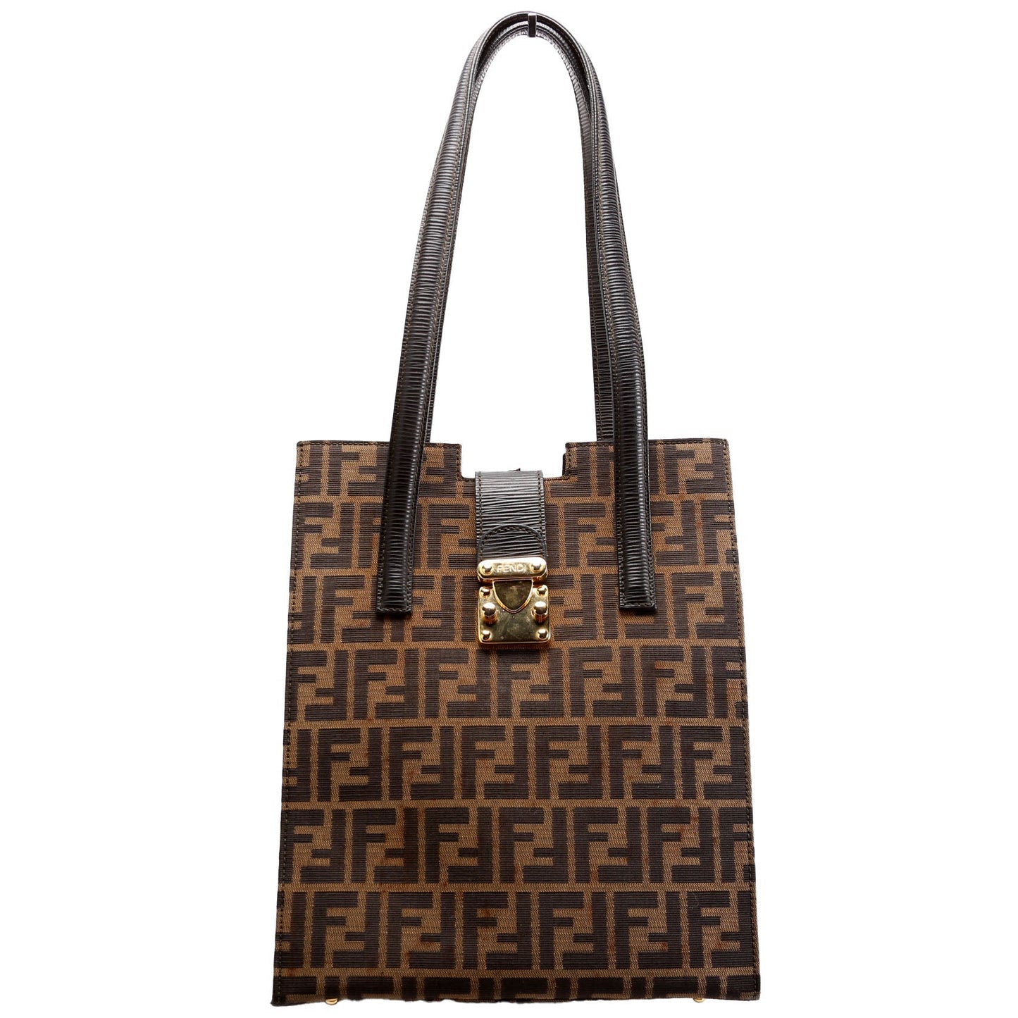 Fendi FF Zucca Vertical Tote Vintage Brown/Black Bag