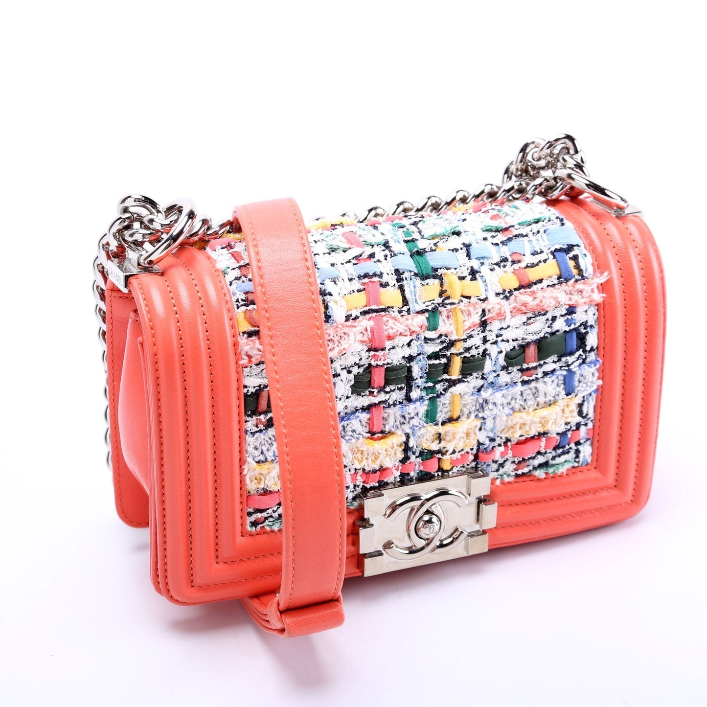 Chanel Boy Flap Small Tweed 20M Coral/Multicolor Bag