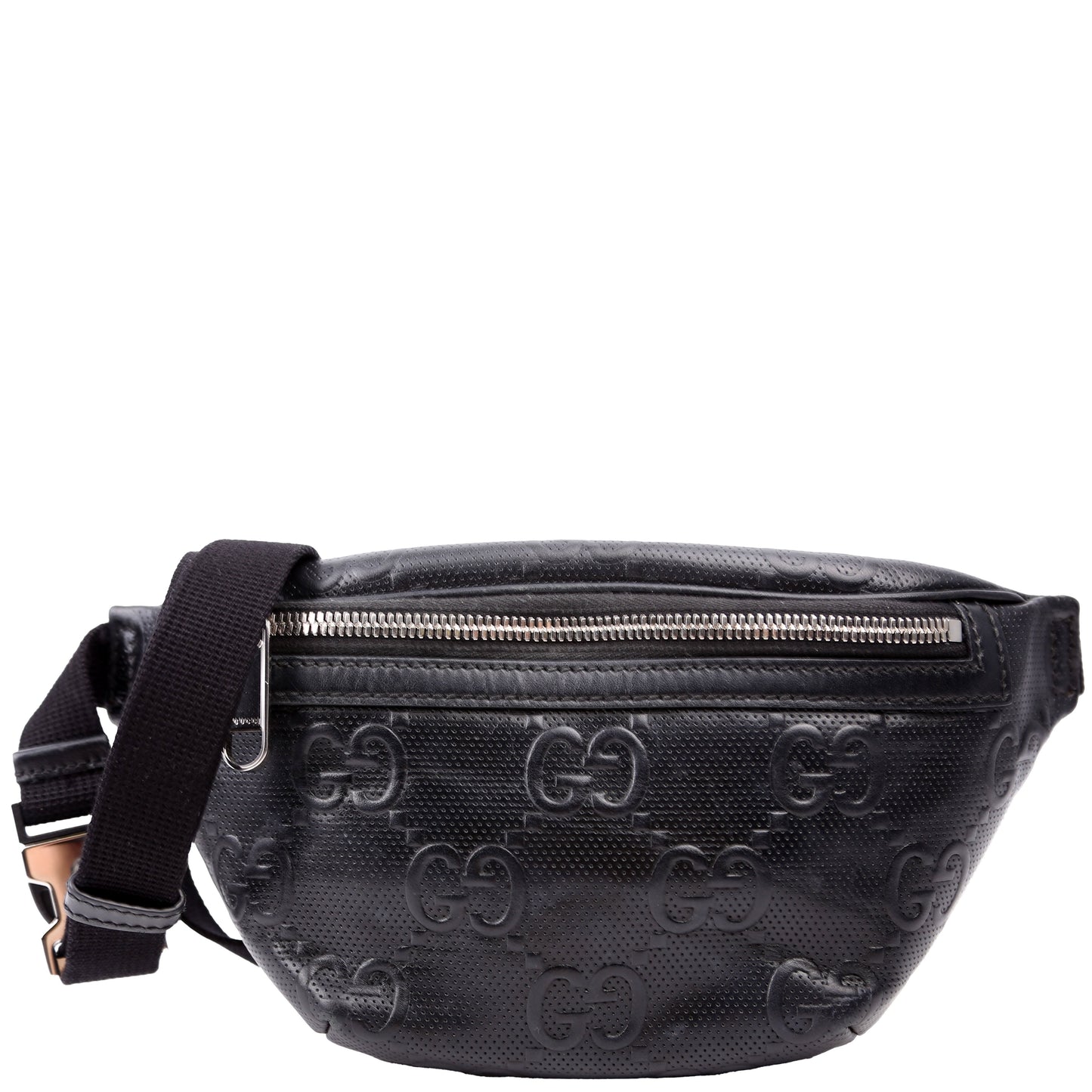 Gucci 658582 GG Embossed Belt Black Bag