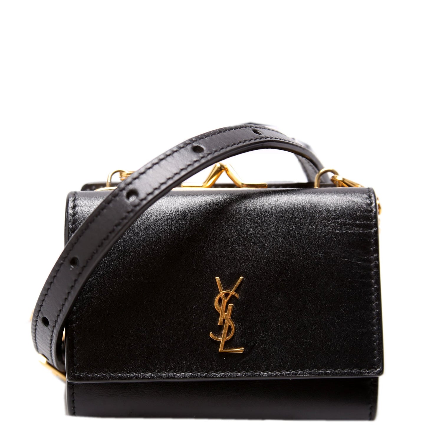 Saint Laurent Rider Smooth Calfskin Belt 660786 Black Bag