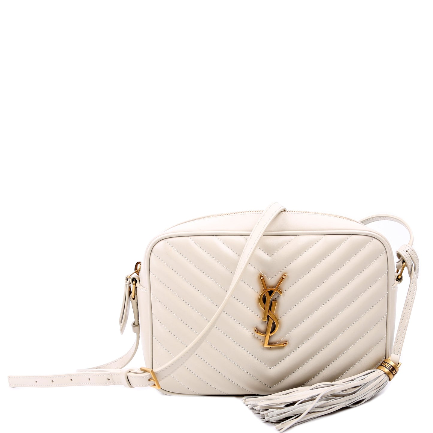 Saint Laurent Lou Camera Quilted White Bag