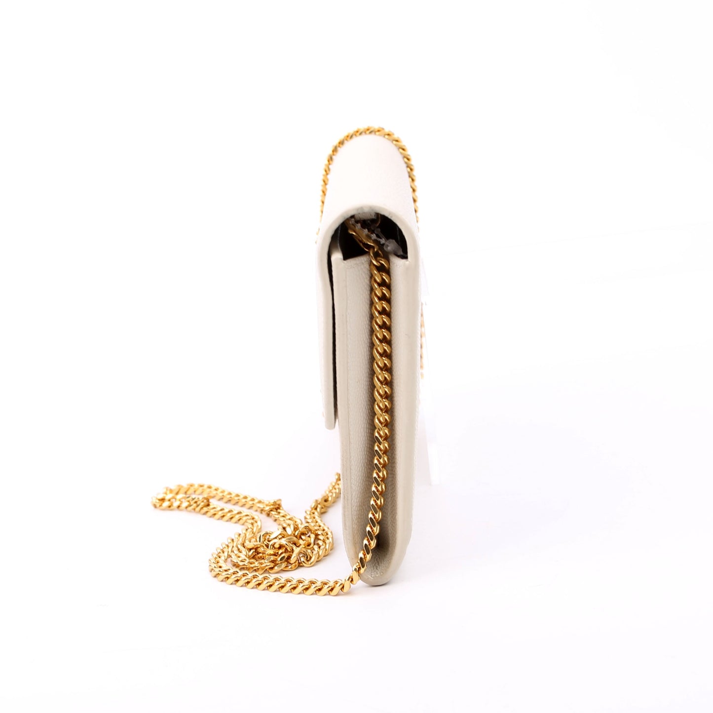 Saint Laurent Uptown Chain Wallet Grain Cream Bag