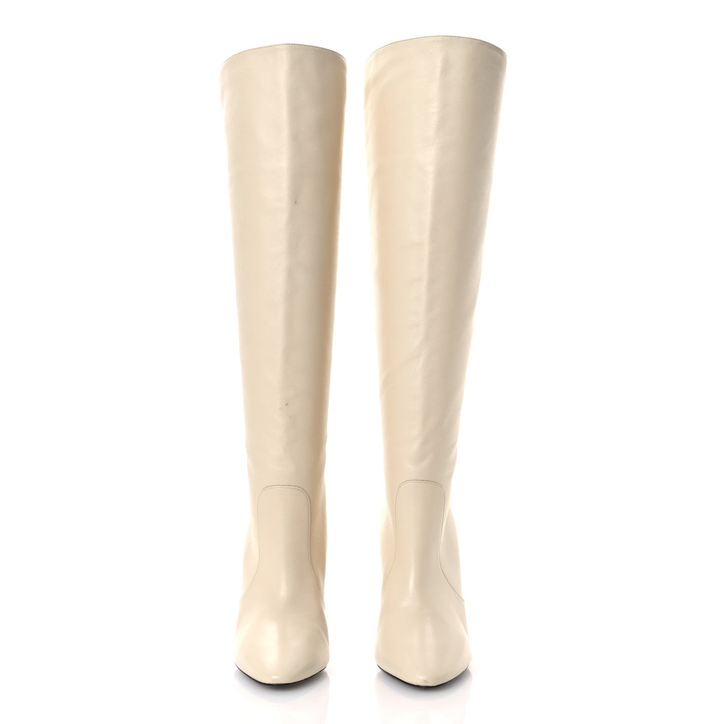 Saint Laurent Lambskin Koller 110 Tall Boots 40 Real Beige