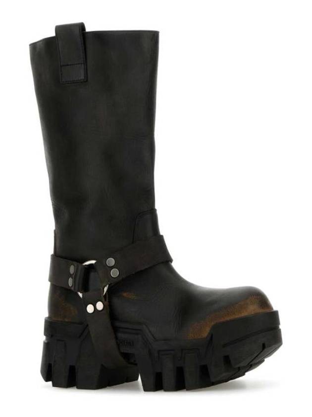 Luxury Balenciaga Trending 2026 Bulldozer Harness Leather Worker Boots Black