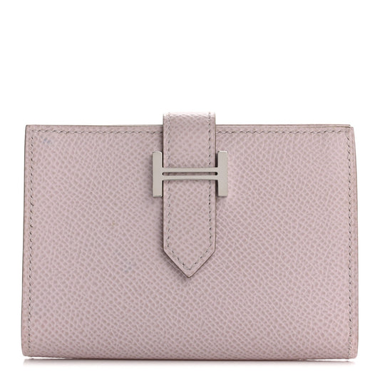 Hermes Epsom Bearn Card Holder Wallet Mauve Pale