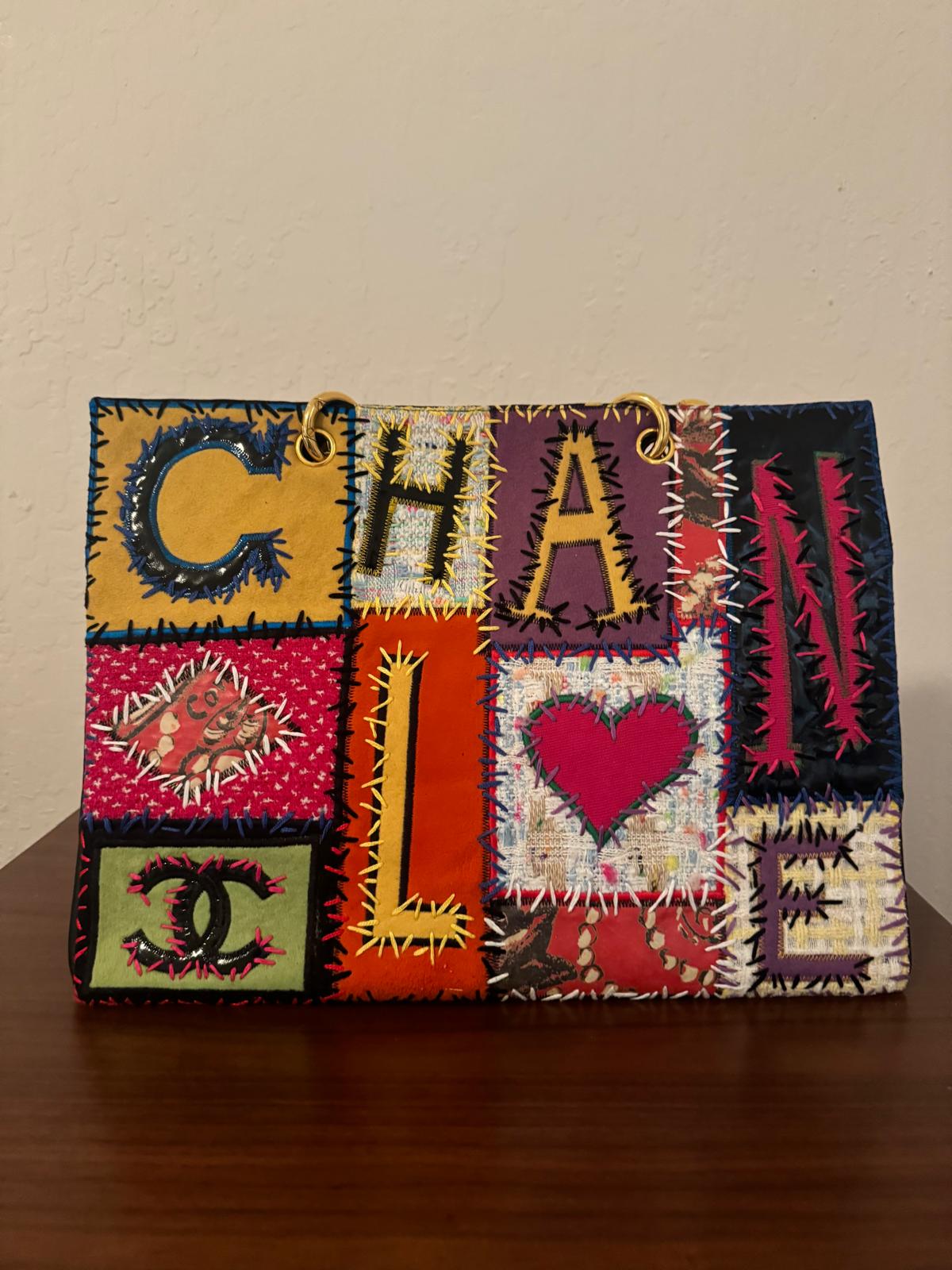Chanel  1993 couture patchwork tote