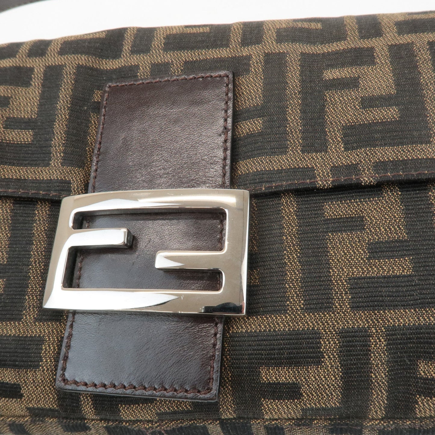 FENDI Zucca Mamma Baguette Canvas Shoulder Bag 26424 Brown Black