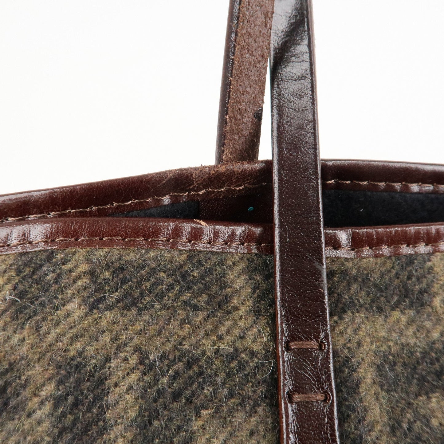 FENDI Zucca Wool Leather Tote Bag Khaki Black Dark Brown