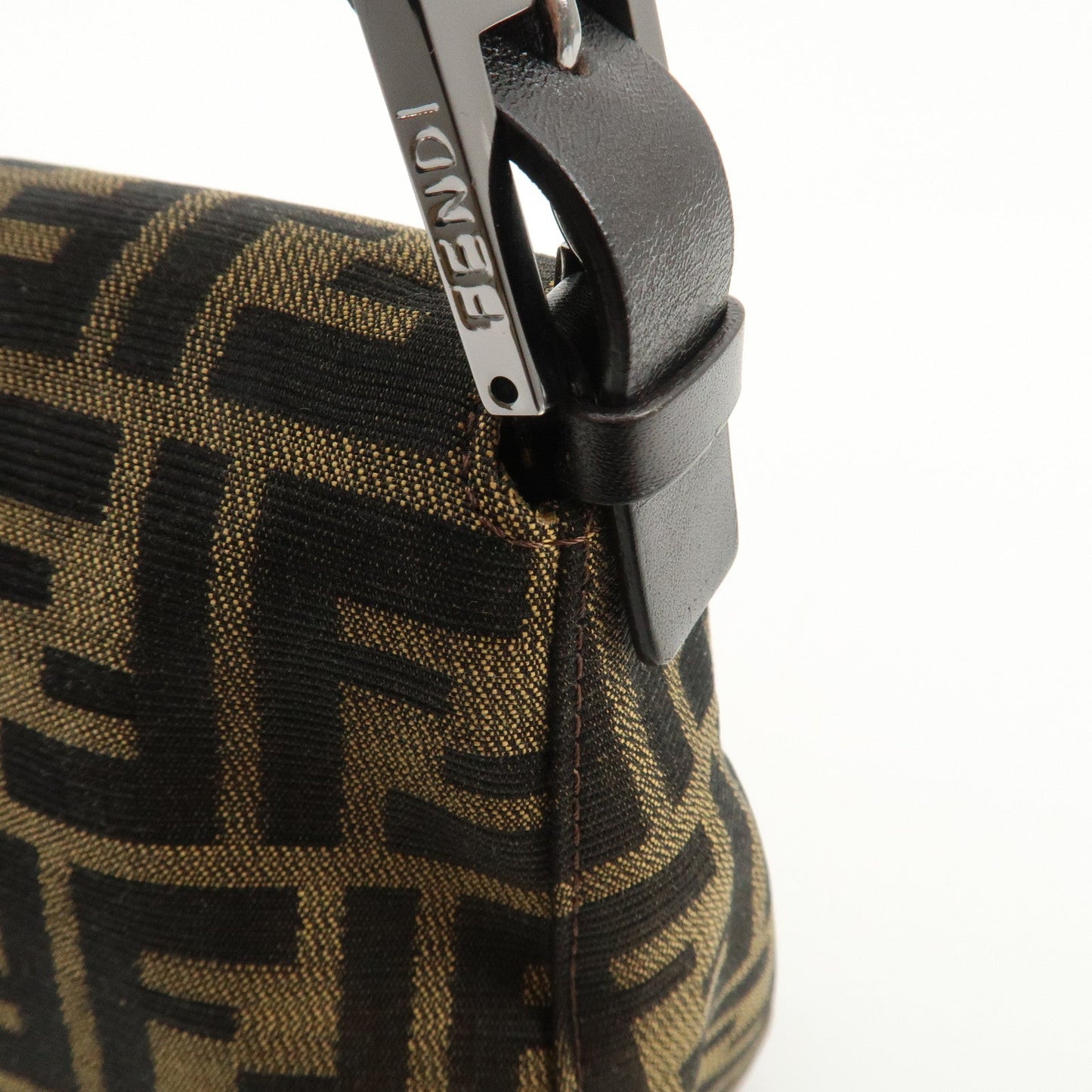 FENDI Mamma Baguette Zucca Canvas Leather Shoulder Bag 8BR001