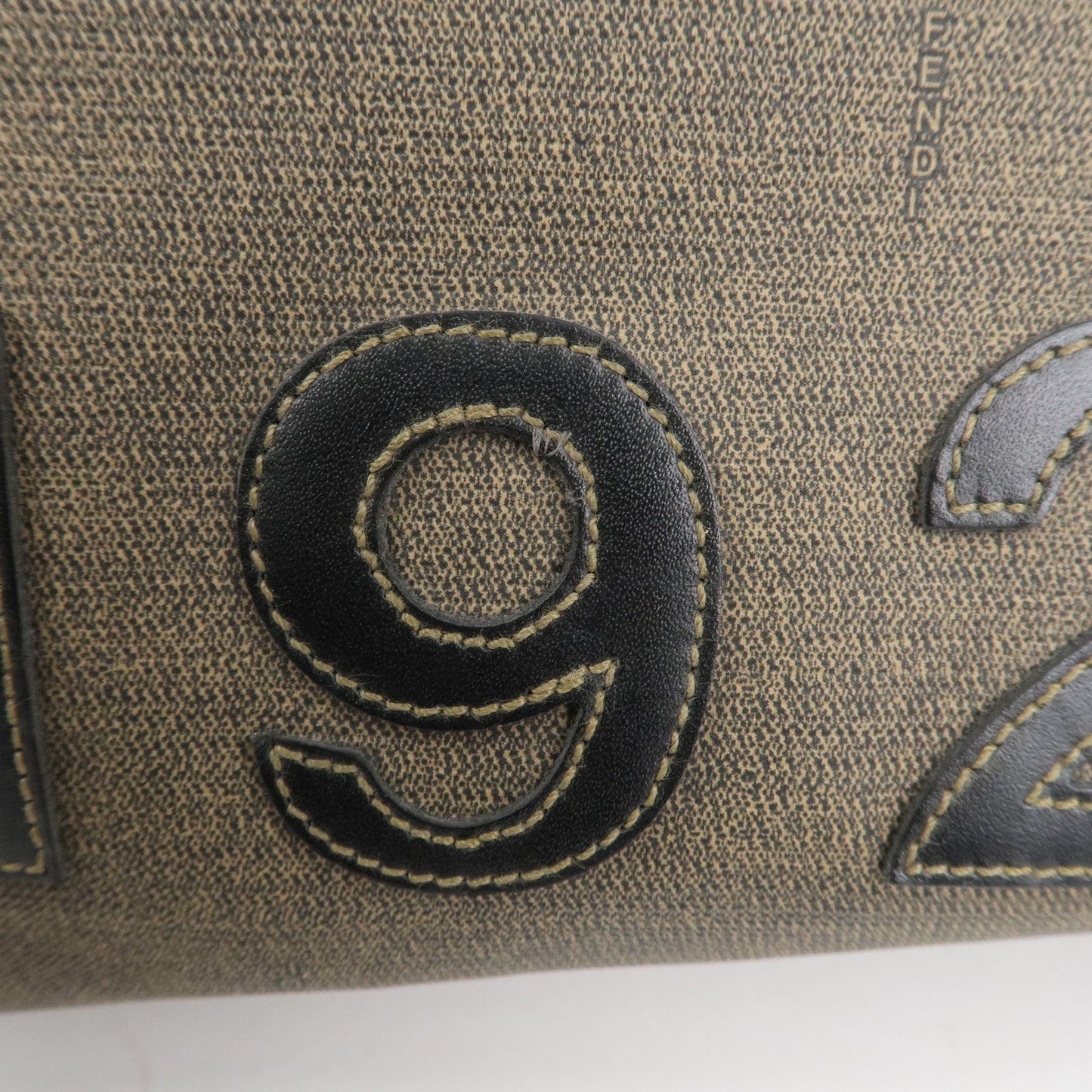 FENDI PVC Leather Tote Bag Hand Bag Shoulder Bag Brown Black